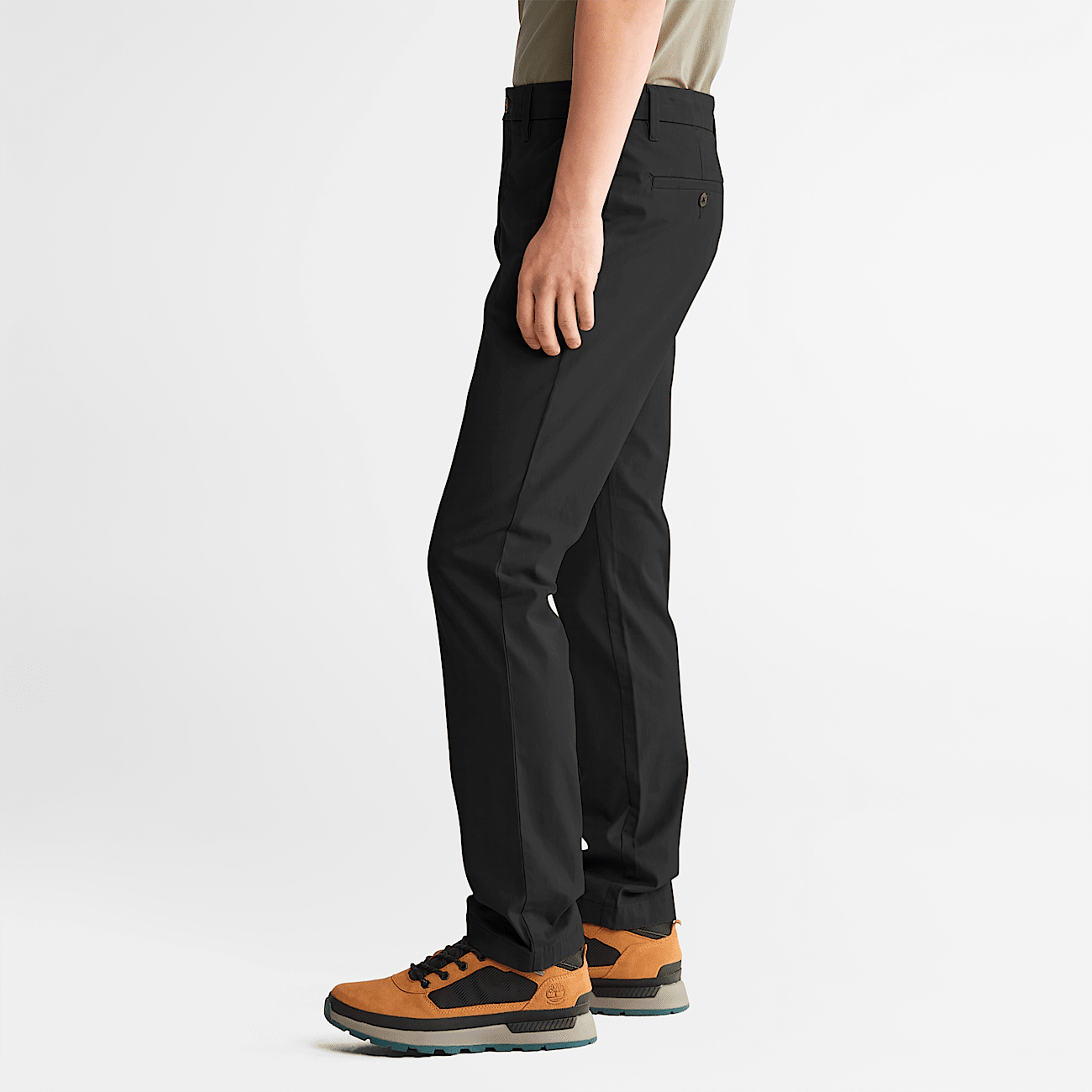Stretch Twill Chino Trousers for Men in Black
