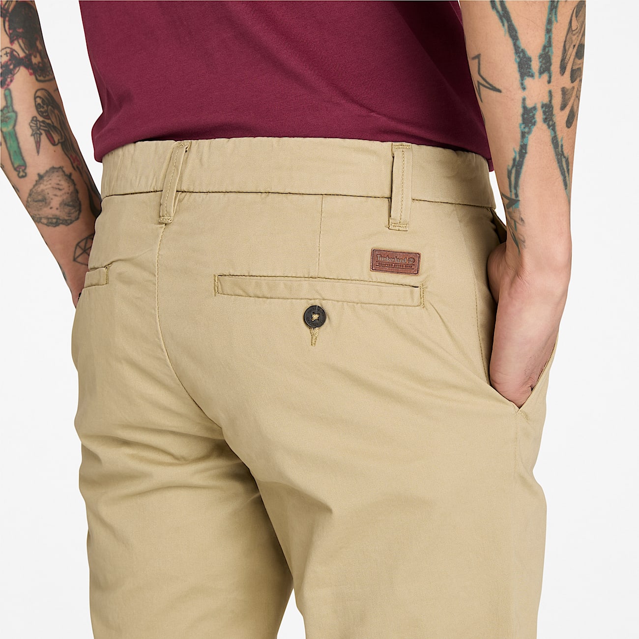 Pantalon chino en sergé extensible pour homme en beige Pantalon chino en sergé extensible pour homme en beige