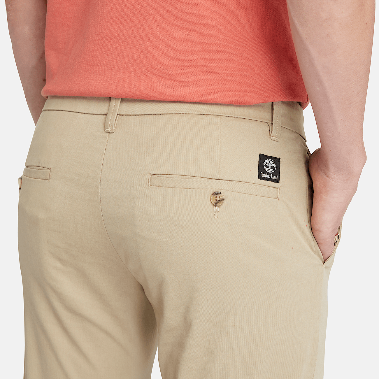 Stretch Twill Chino Trousers for Men in Beige
