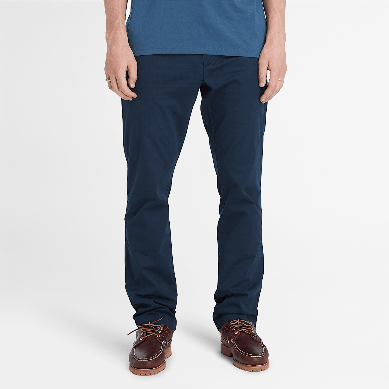 Pantalon chino en serge Claremont droit pour homme en bleu fonce