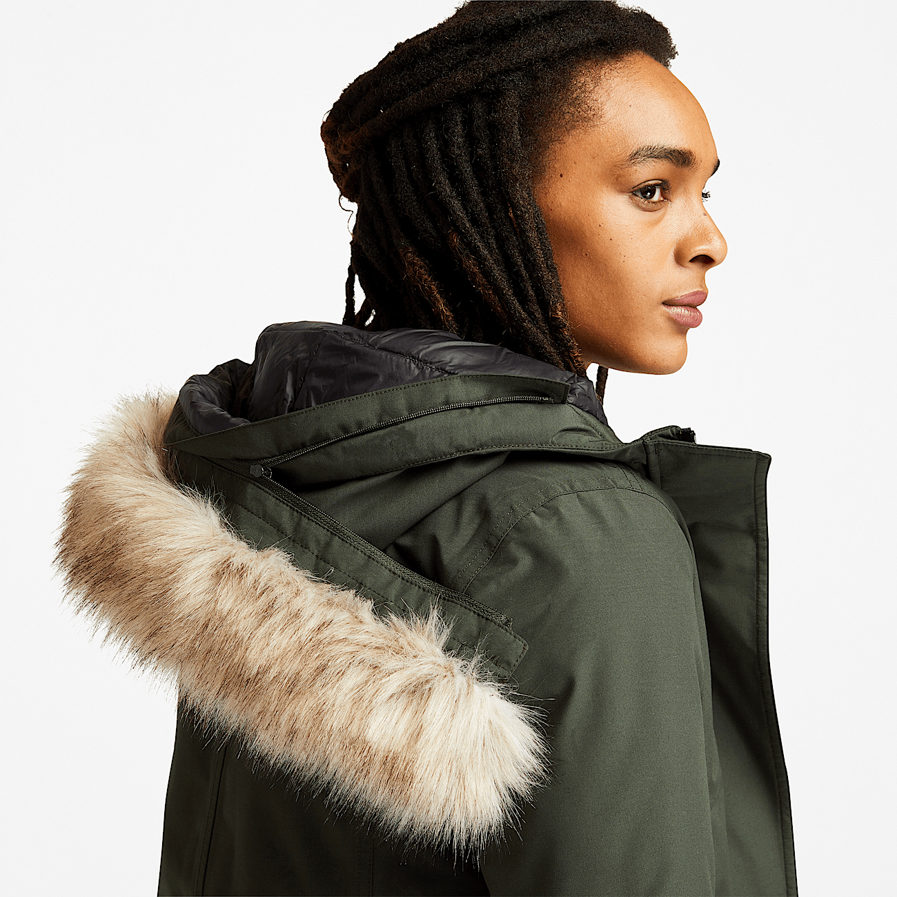 Parka Impermeable para mujer en verde oscuro