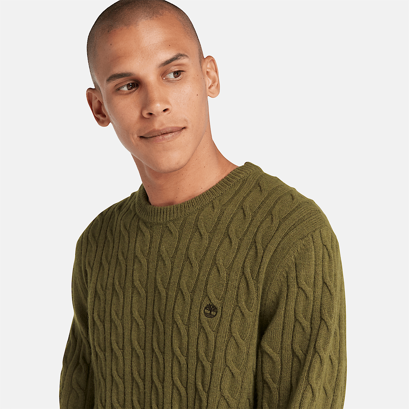 Phillips Brook Cable Crew Neck Jumper for Men in Green