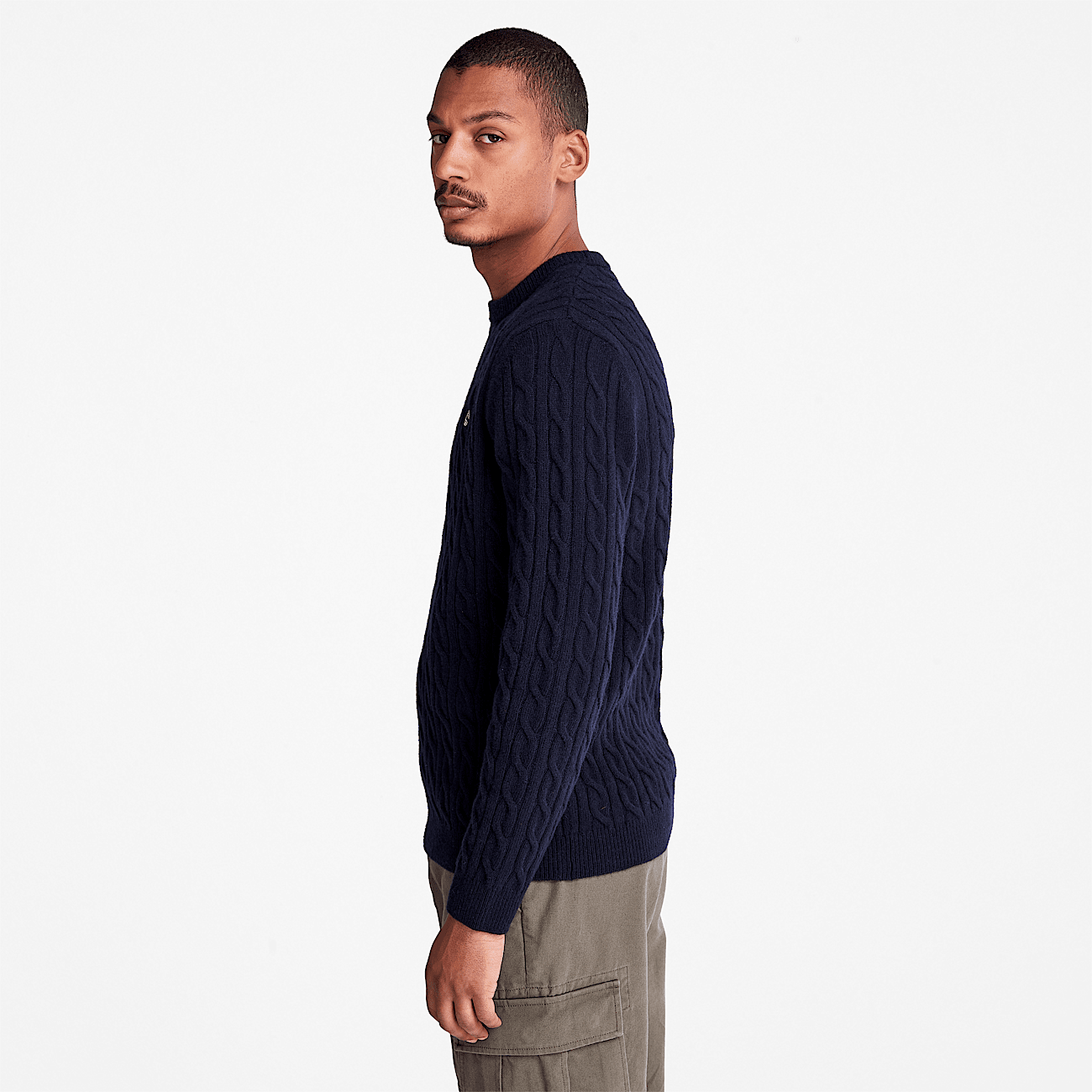 Blue cable knit sweater mens on sale