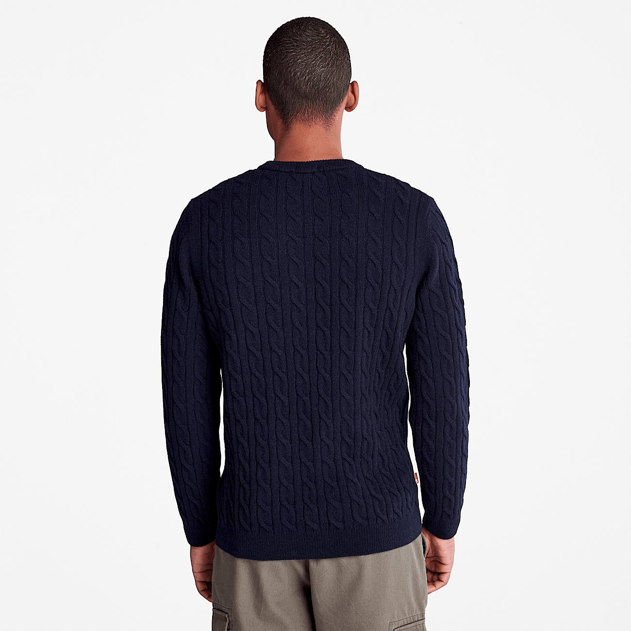 Blue cable knit jumper mens sale