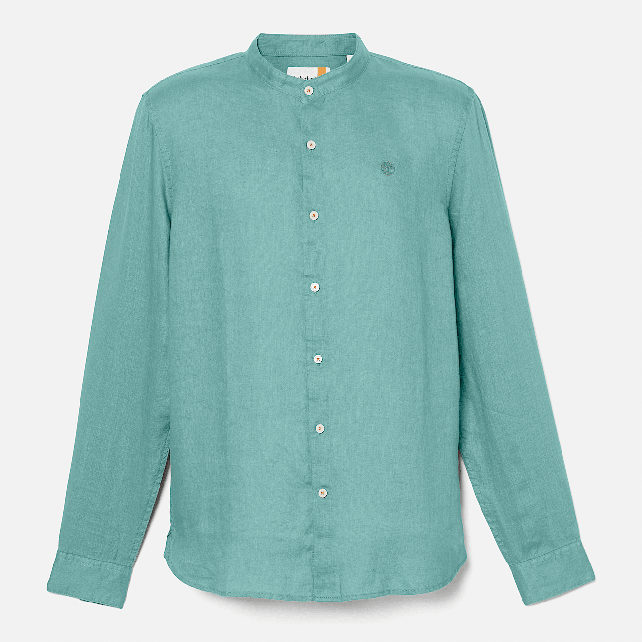 Mill Brook Korean collar Linen Shirt for Men in Teal