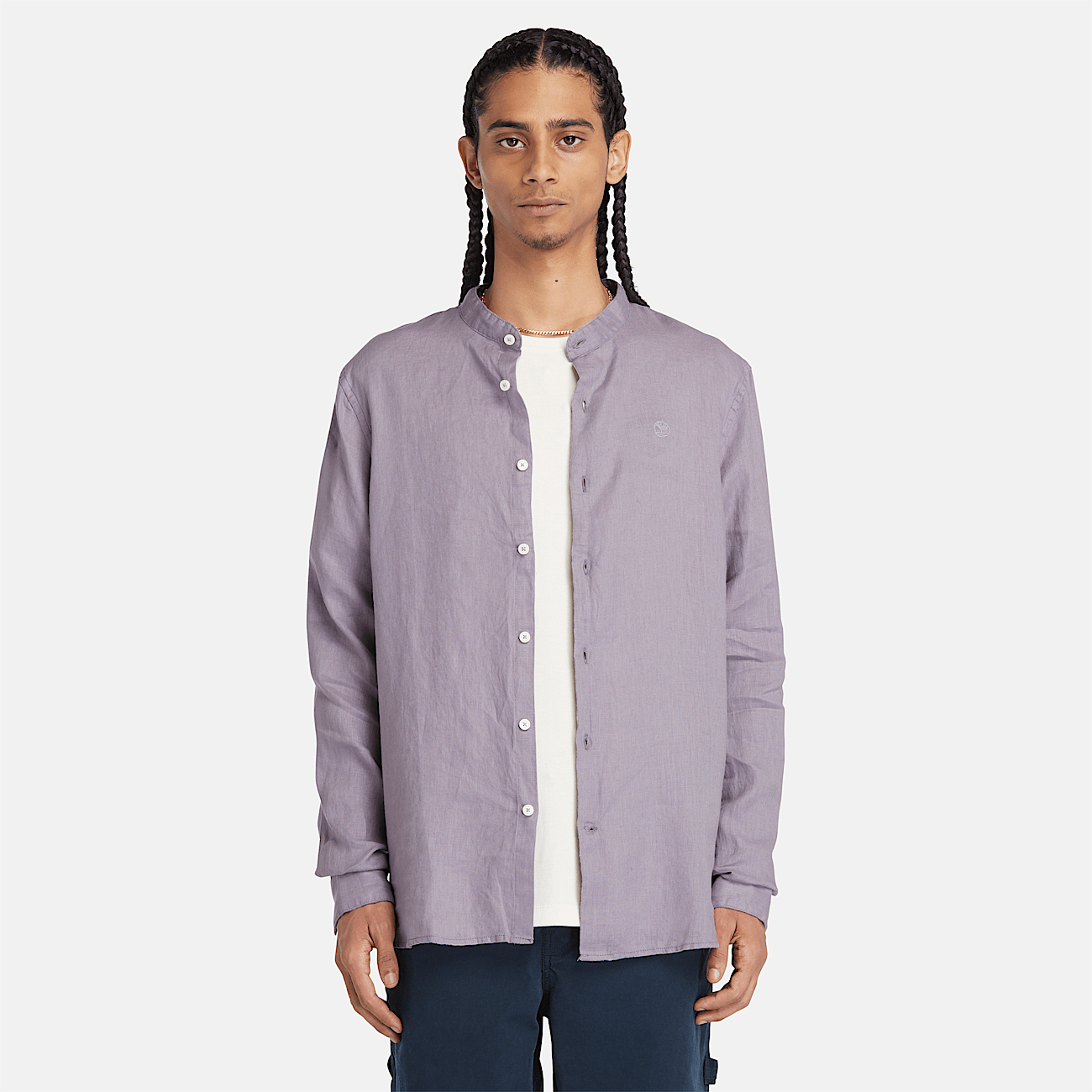 Chemise en lin col mao homme outlet