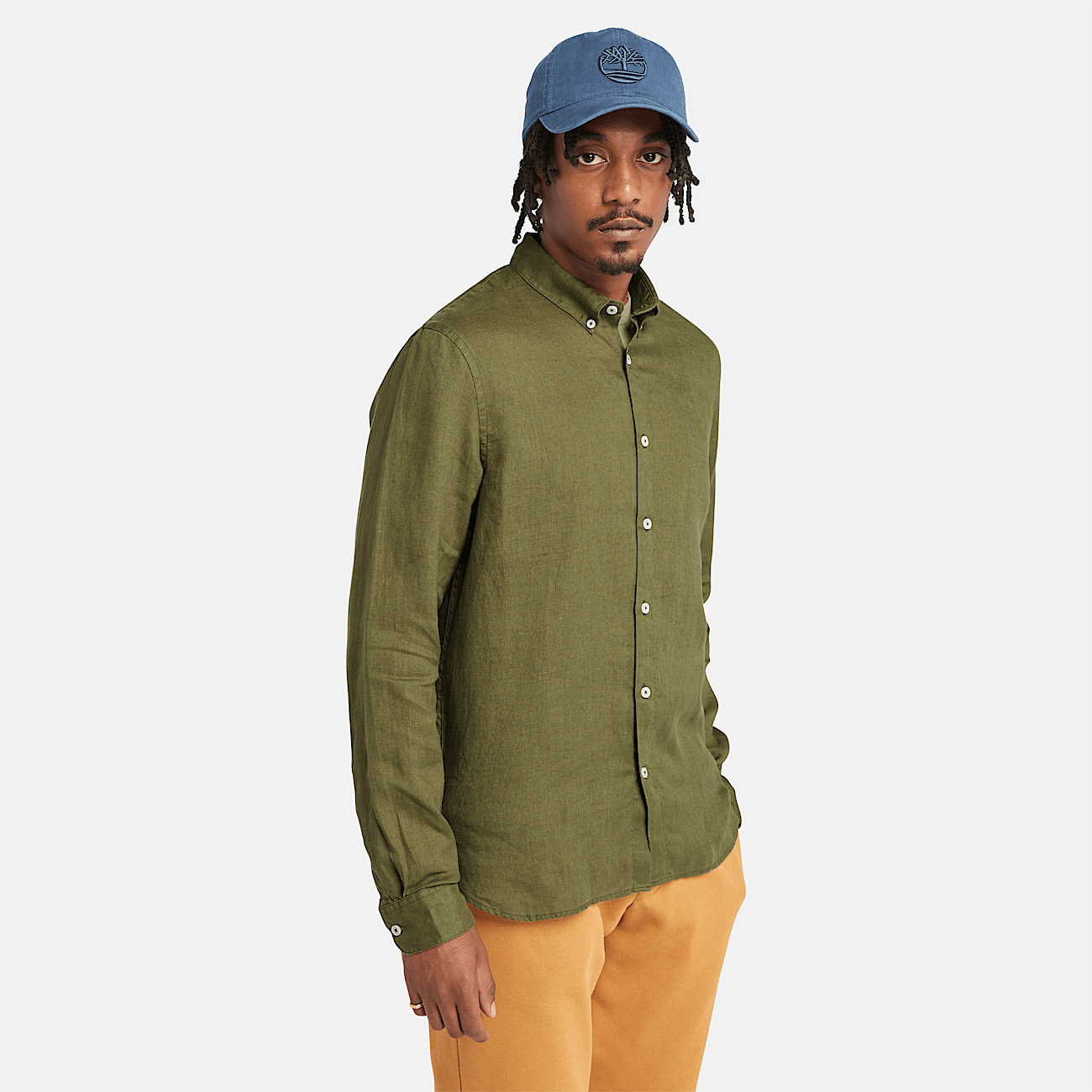 Camicia in Lino Mill Brook da Uomo in verde scuro