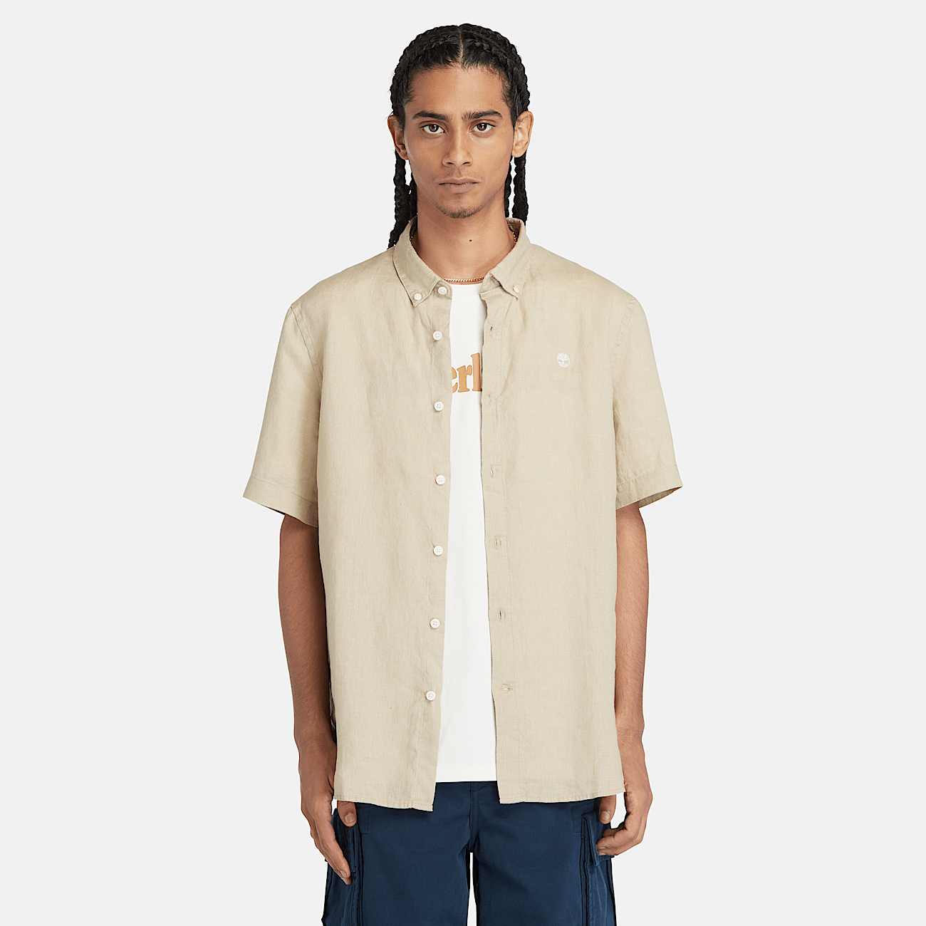 Mill Brook Linen Shirt for Men in Beige