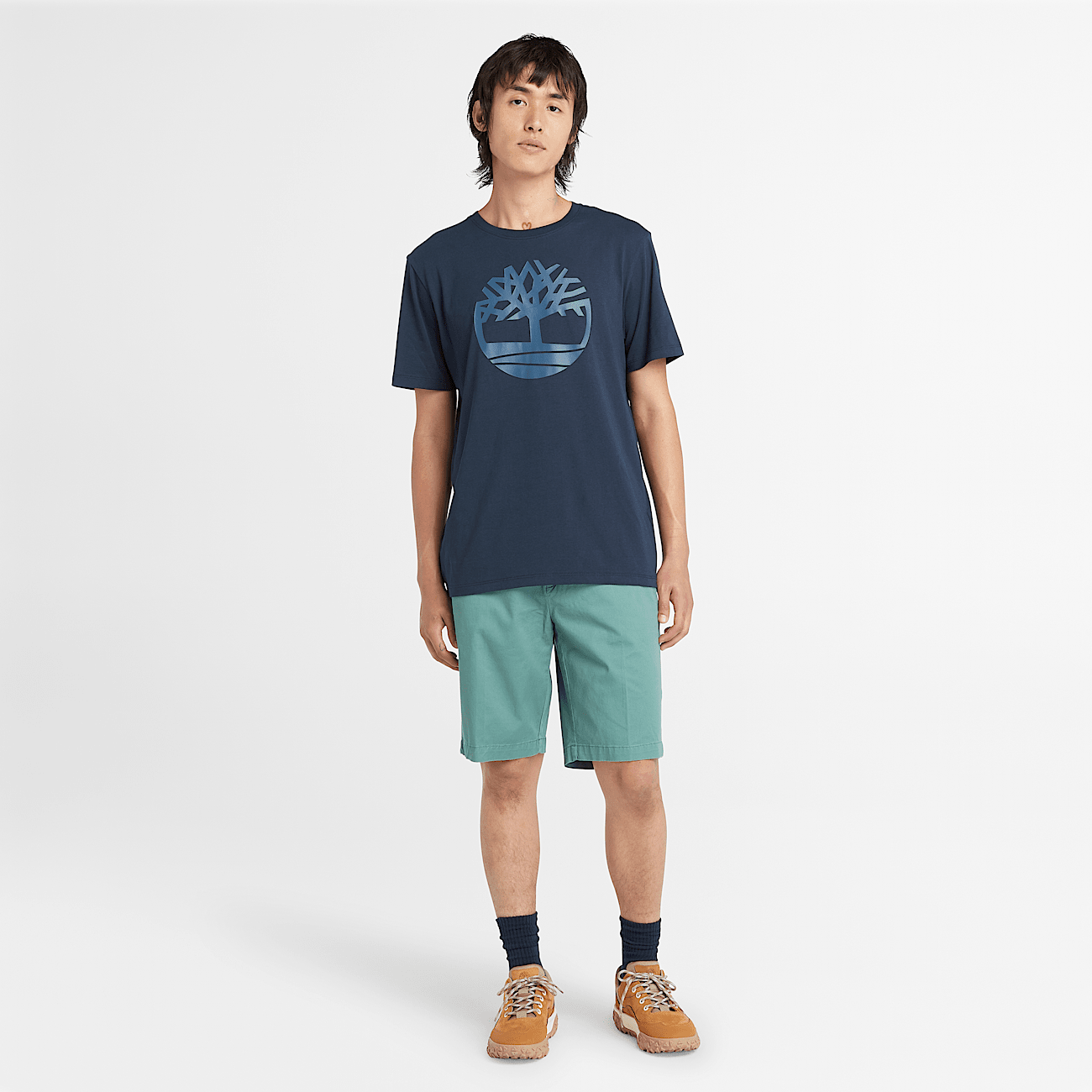 Short chino en serge extensible pour homme en bleu sarcelle