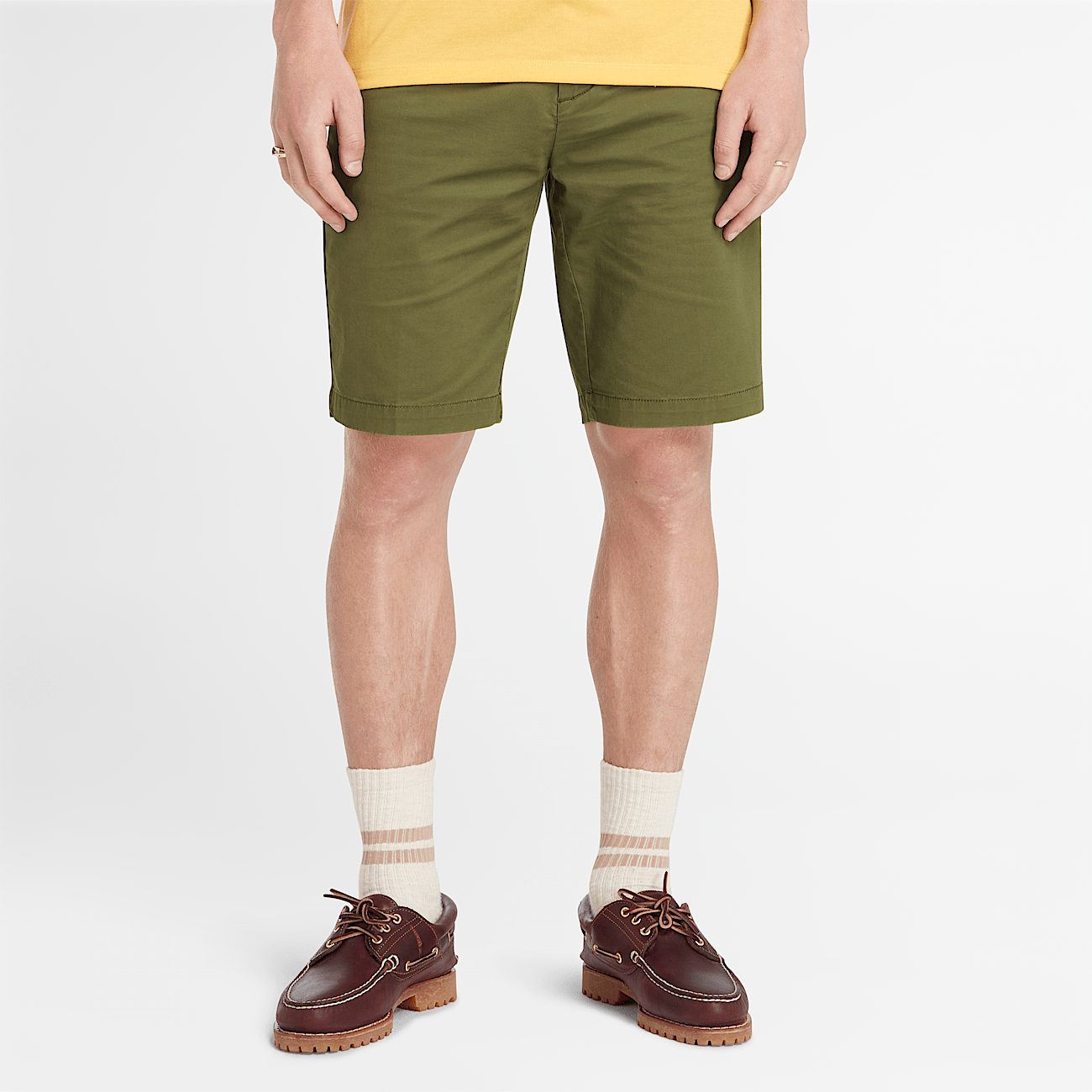 Stretch Twill Chino Shorts for Men in Green