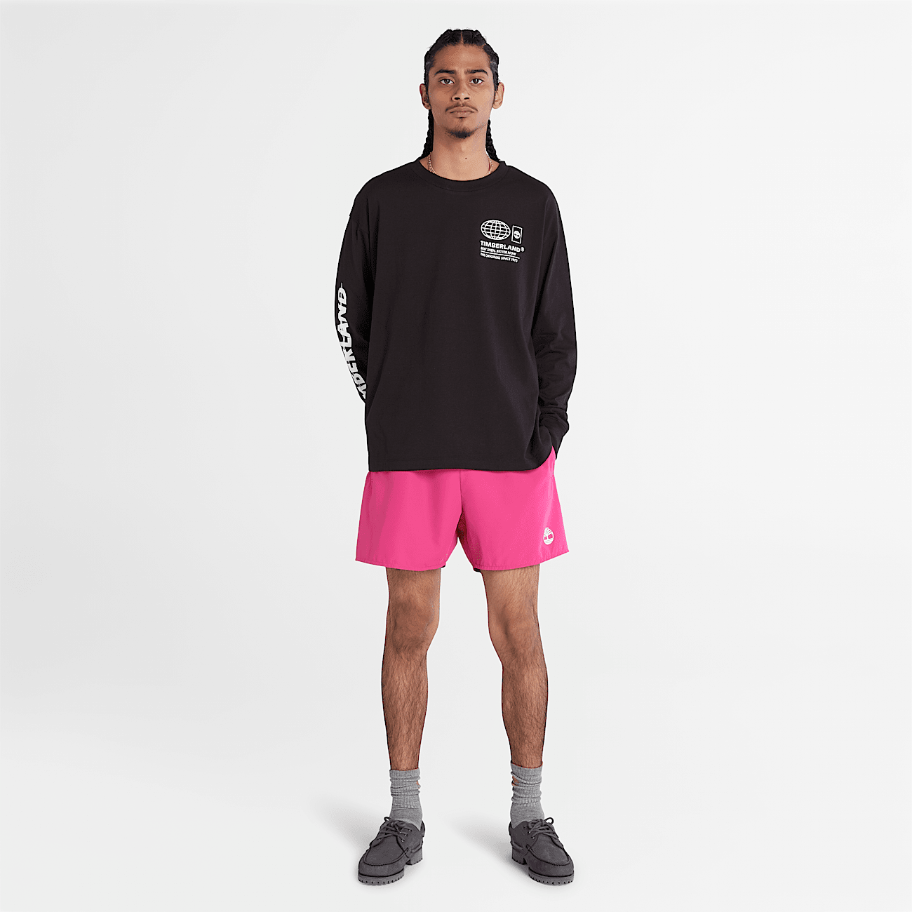 Sunapee Lake Solid Swim Shorts for Men in Pink