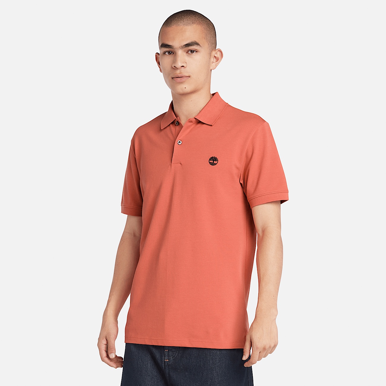 Merrymeeting River Stretch Polo Shirt for Men in Light Orange