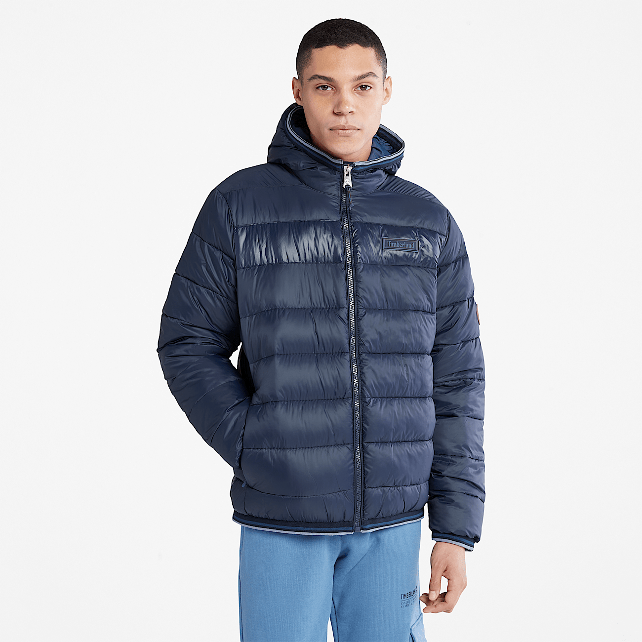 Doudoune semi epaisse a capuche Garfield pour homme en bleu marine