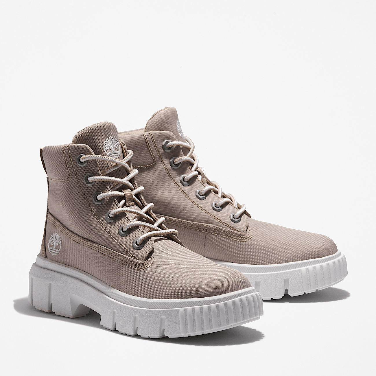 Bottine a lacets mi haute Greyfield pour femme en beige
