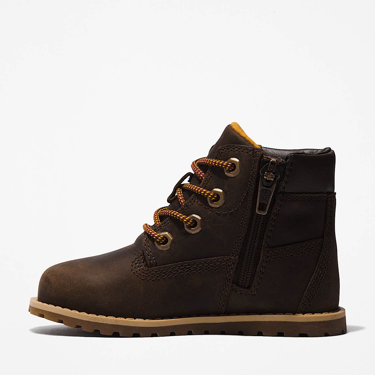 Pokey Pine Fluffy collar Zip Boot for Toddler in Dark Brown
