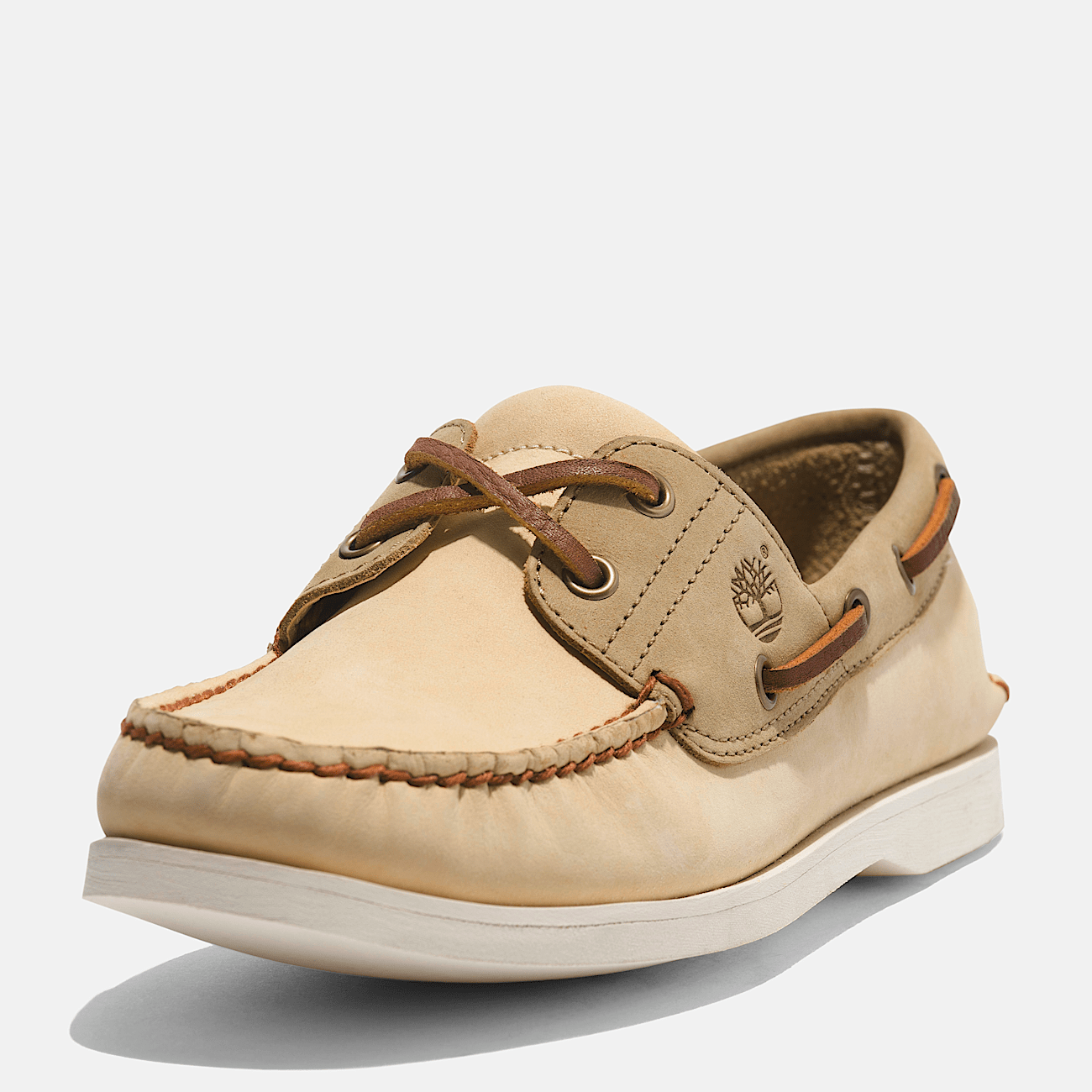 Chaussures bateau classique en cuir pour homme en jaune clair
