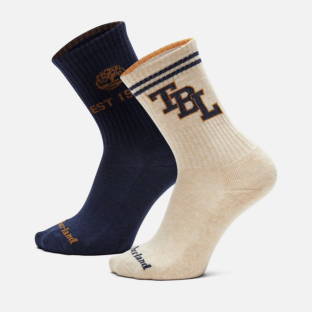 All Gender 2 Pack Throwback Lock Up Crew Socks in Navy Beige