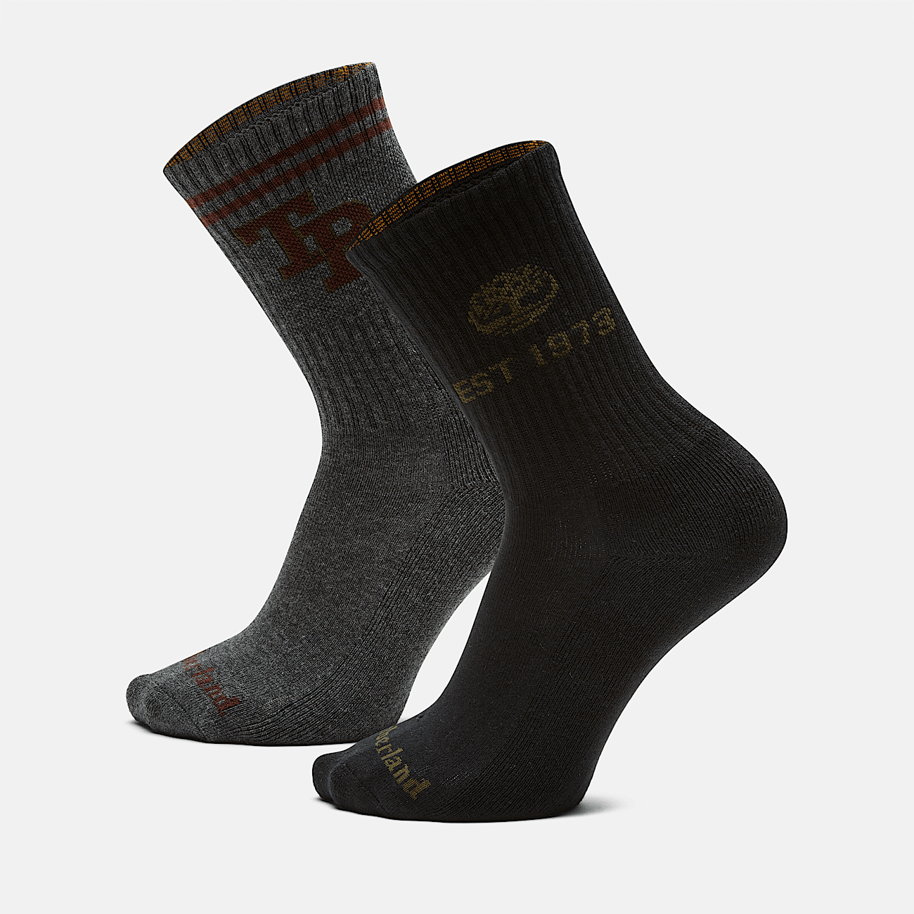 All Gender 2 Pack Throwback Lock Up Crew Socks in Dark Grey Black
