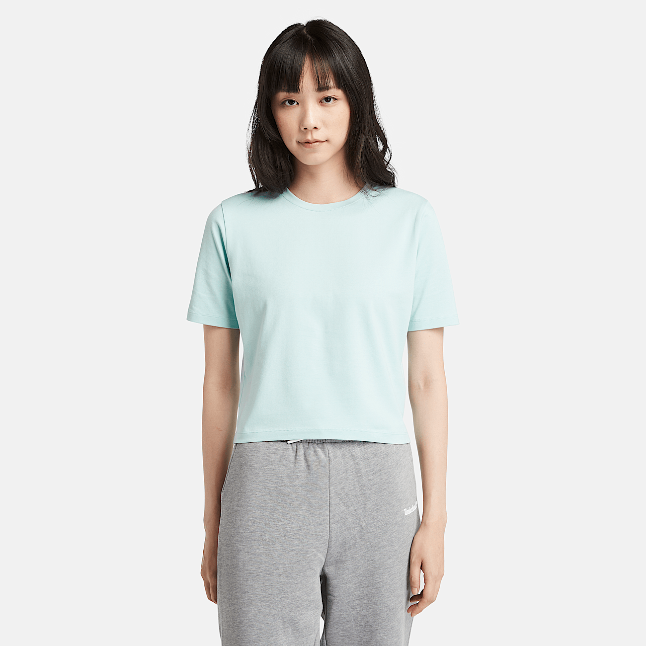Cropped T shirt voor dames in lichtblauw