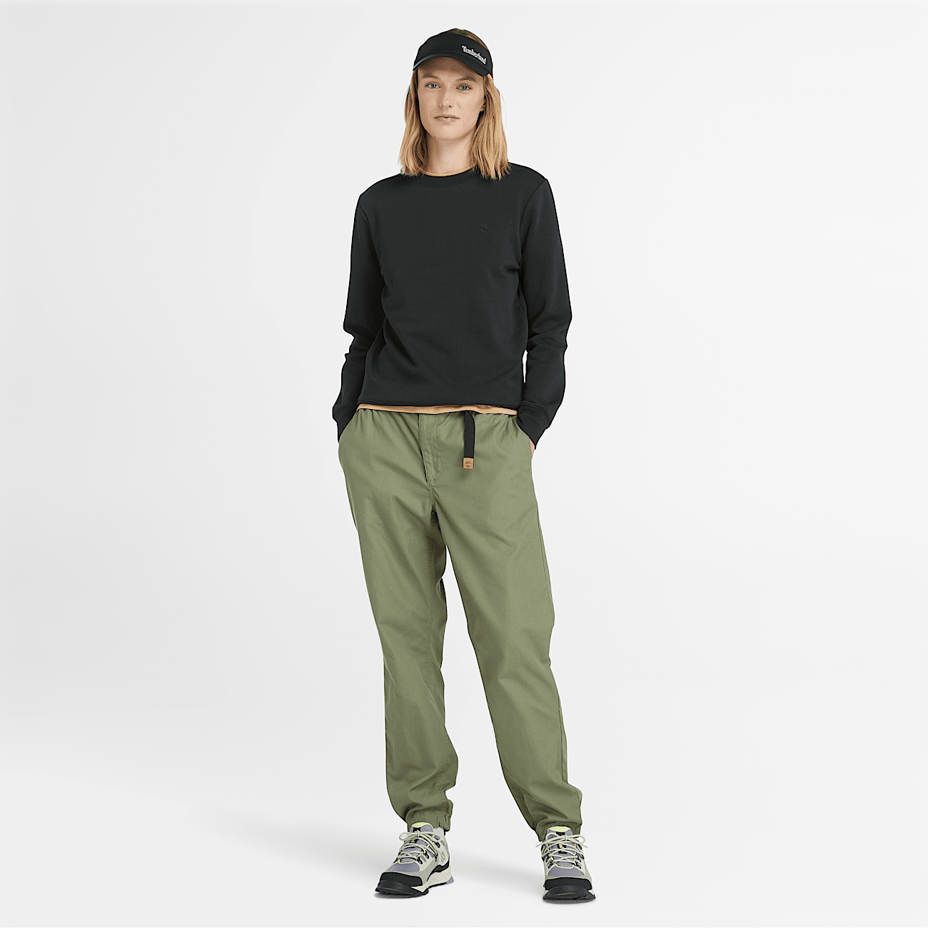 Exeter River Brushed back Crew Sweatshirt for Women in Black