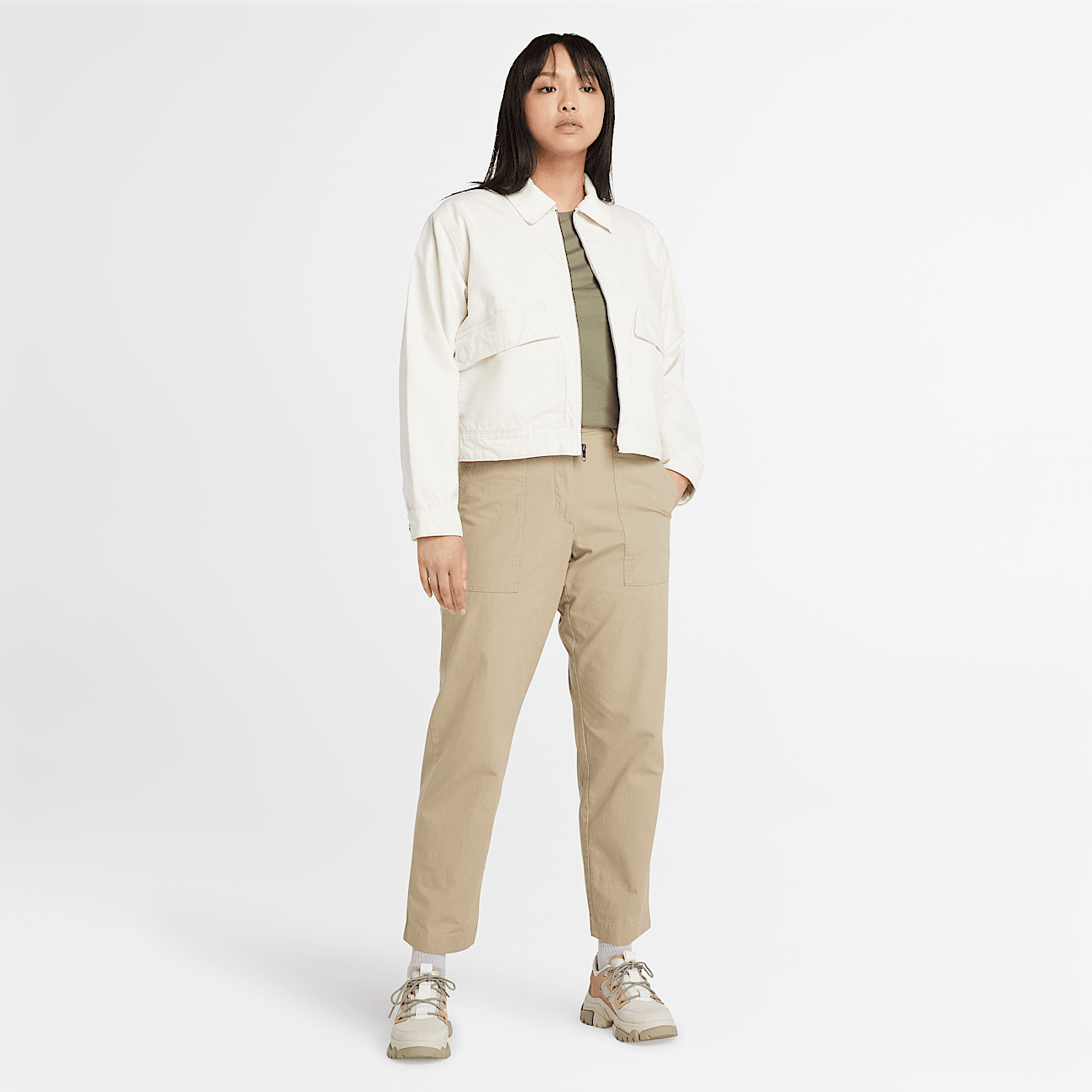 Utility Fatigue Trousers for Women in Beige
