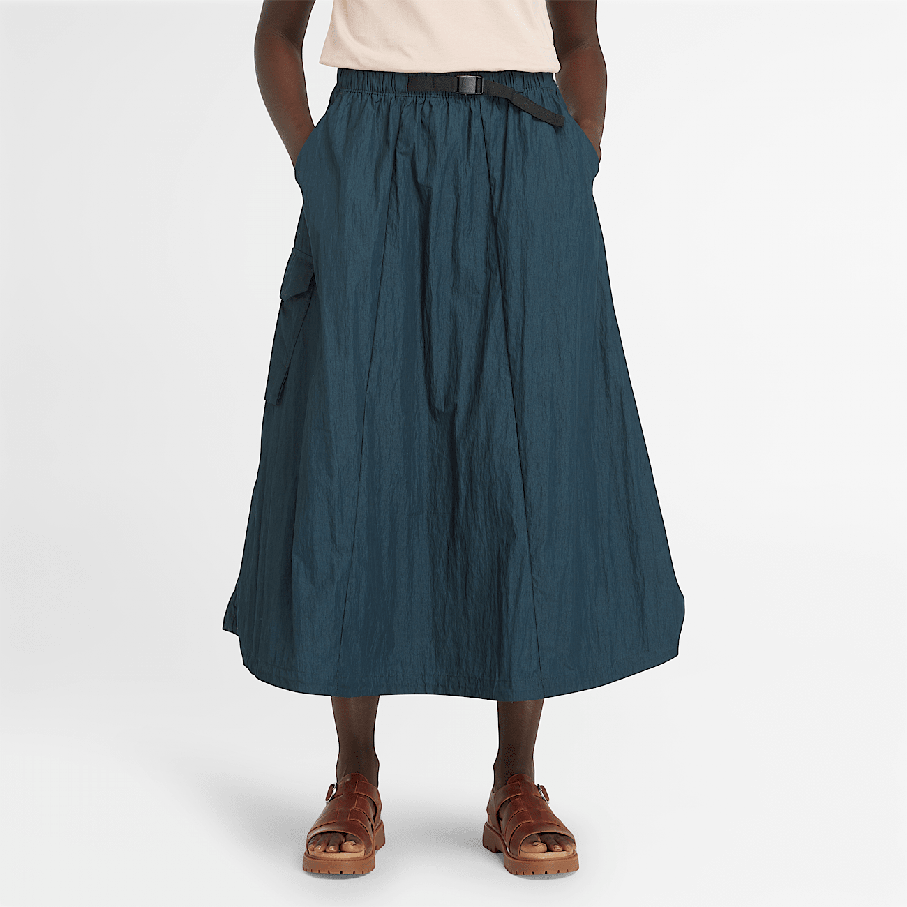 Jupe d ete utilitaire en crepe pour femme en bleu marine