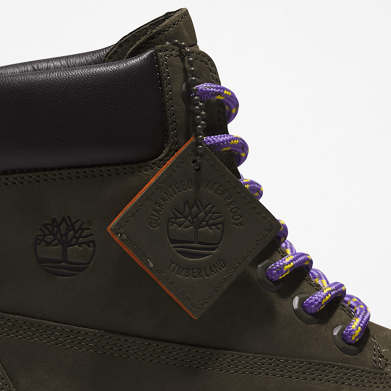 Bee Line x Timberland 6 Inch Rubber Toe Boot for Women in Dark Green Orange