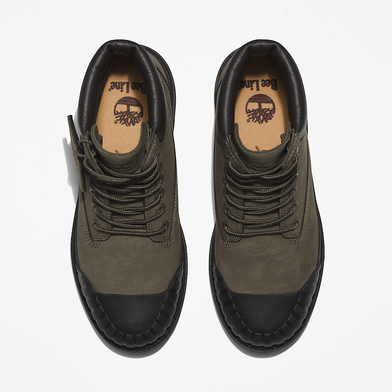 Bee Line x Timberland 6 Inch Rubber Toe Boot for Women in Dark Green Black