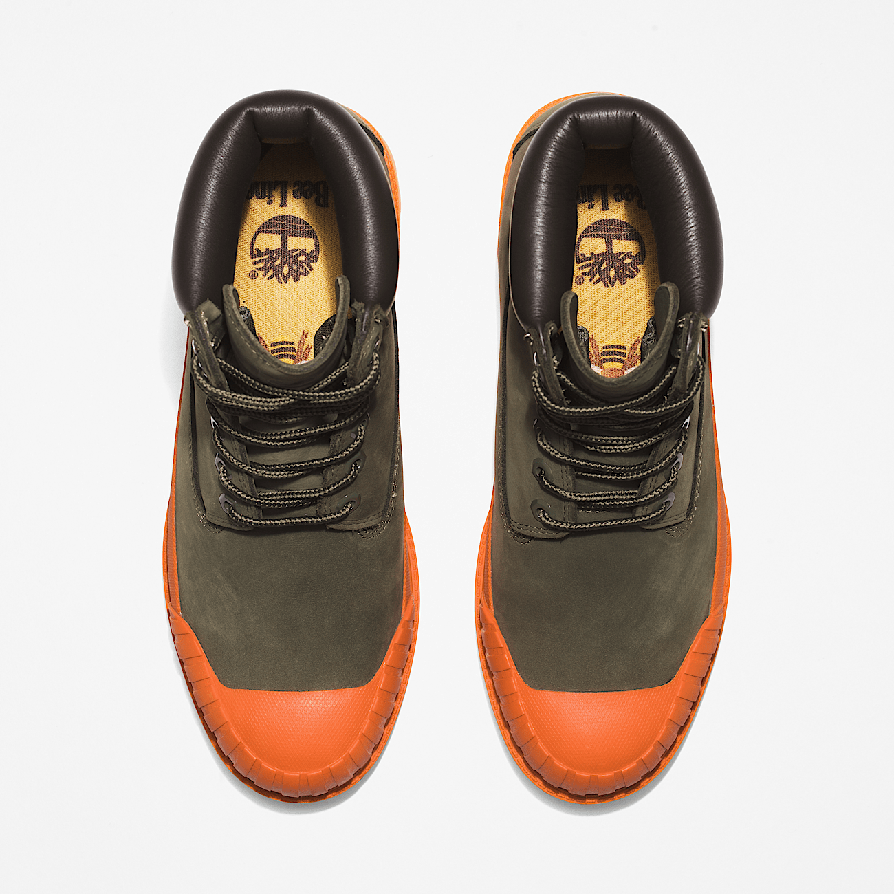 Bee Line x Timberland 6 Inch Rubber Toe Boot for Men in Dark Green Orange
