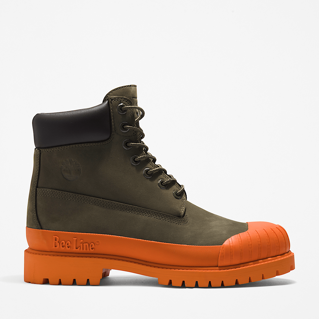 Bee Line x Timberland 6 Inch Rubber Toe Boot for Men in Dark Green Orange