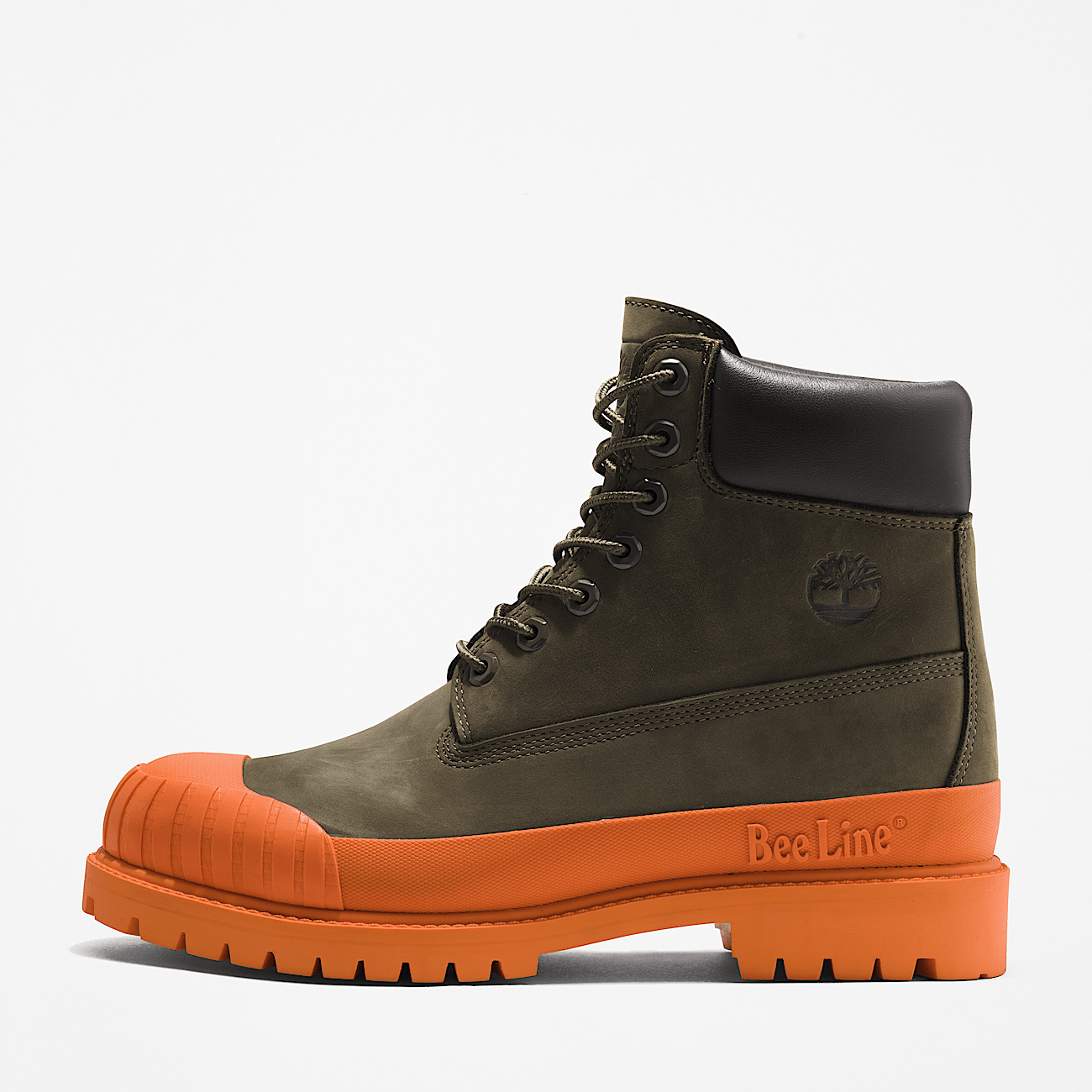 Bee Line x Timberland 6 Inch Rubber Toe Boot for Men in Dark Green Orange
