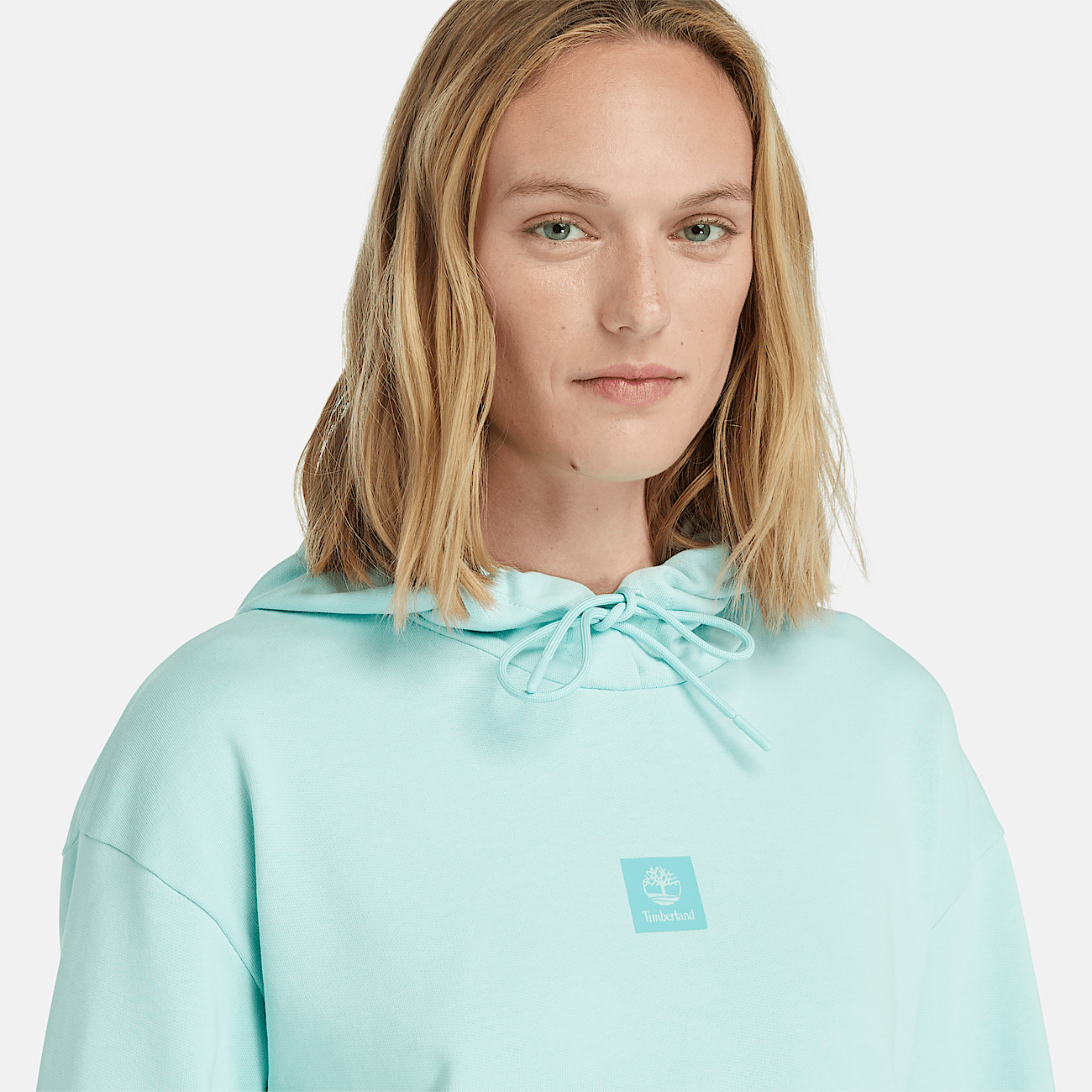 Sweat a capuche a envers boucle pour femme en bleu clair