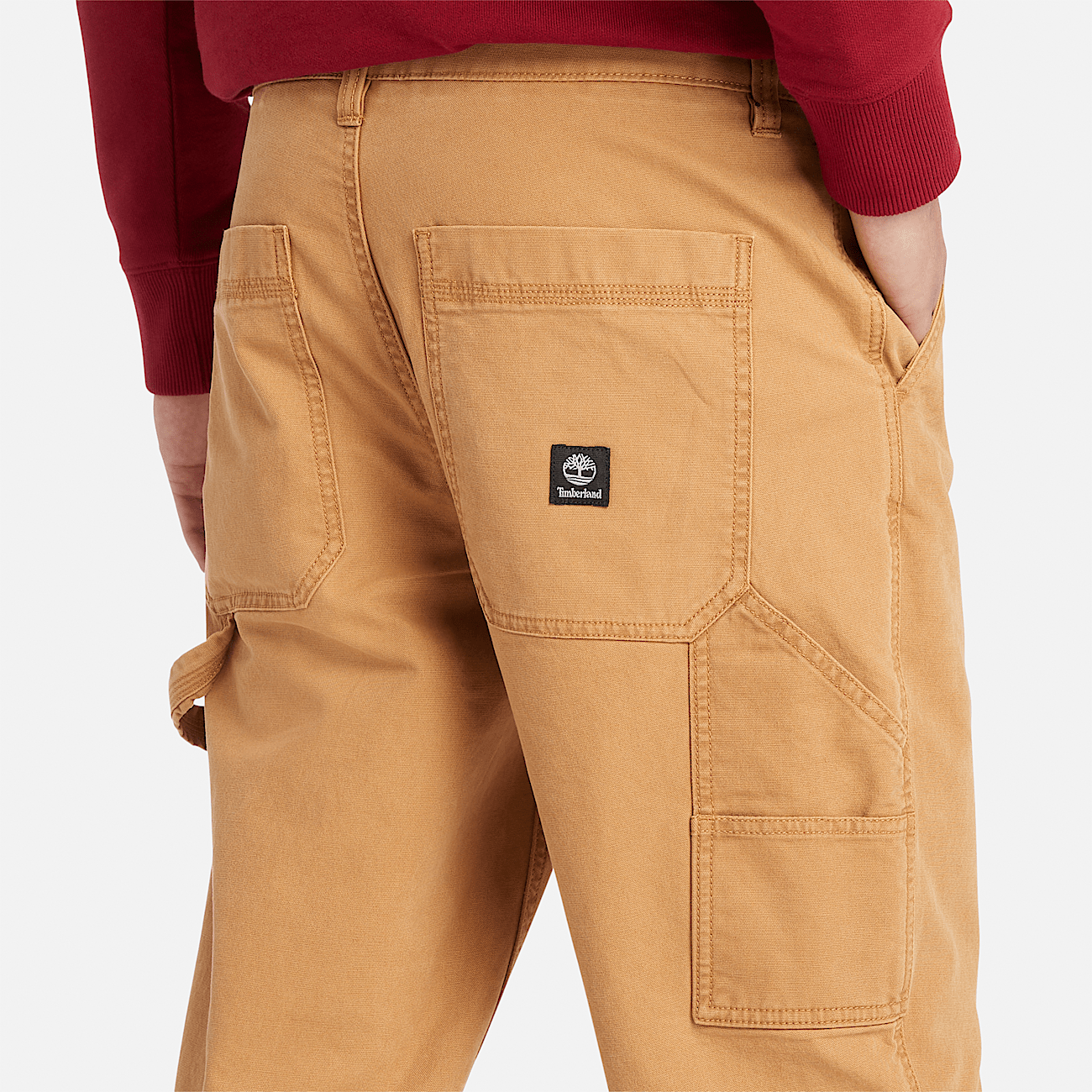 Pantalon charpentier stretch en toile lavee pour homme en jaune