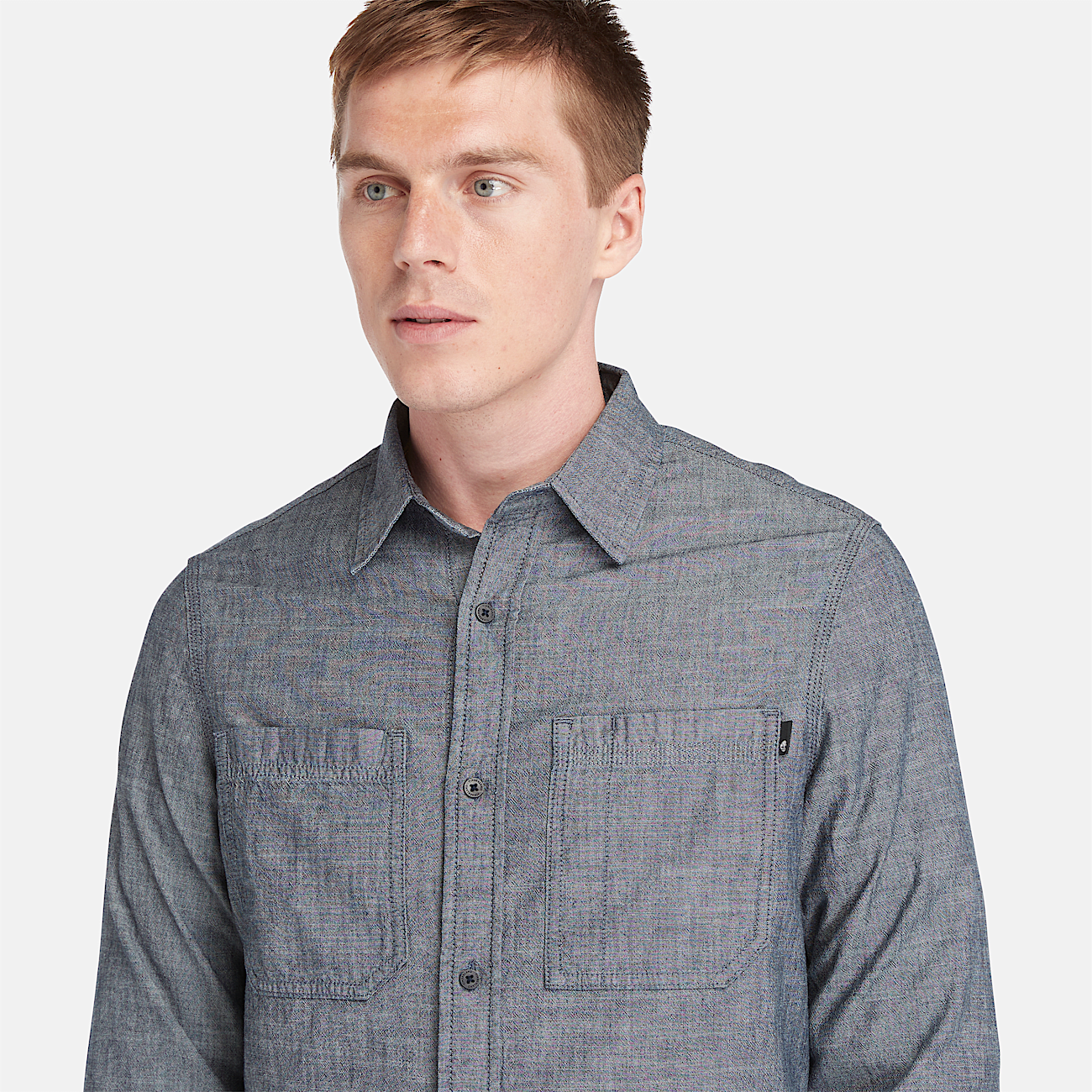 Denim Chambray Shirt for Men in Dark Blue