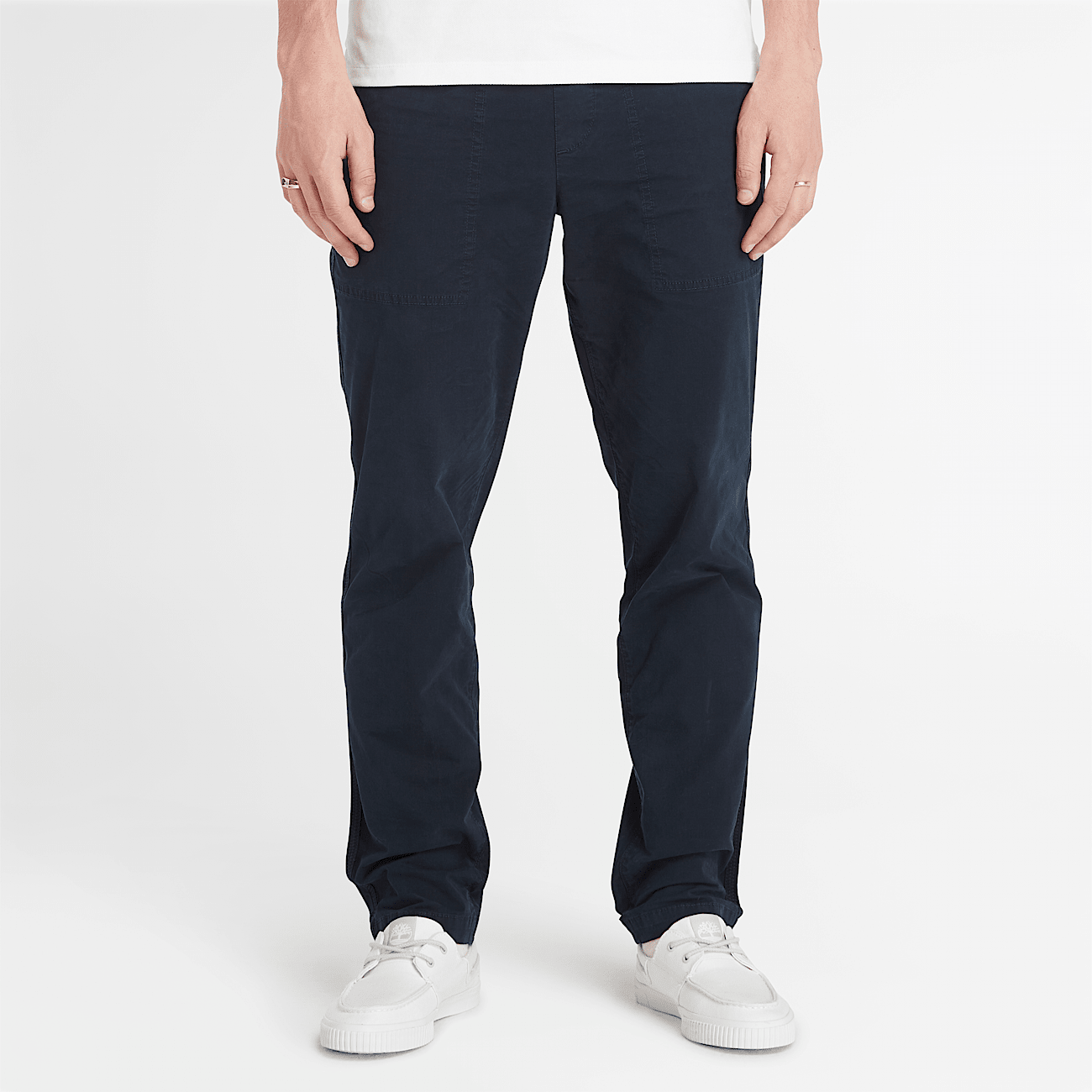 Garment Dye Poplin Jogger Trousers for Men in Navy