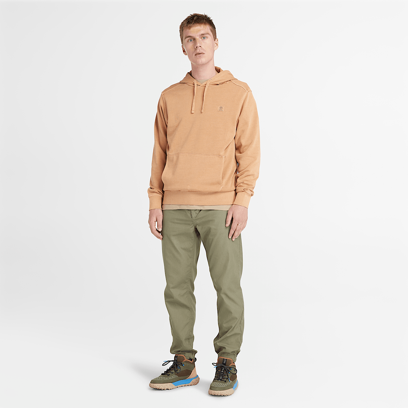 Garment Dye Hoodie for Men in Dark Yellow
