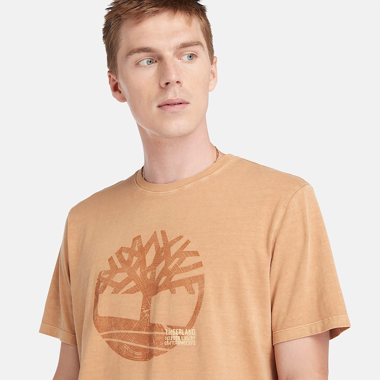 T shirt a motif teint en piece pour homme en jaune fonce