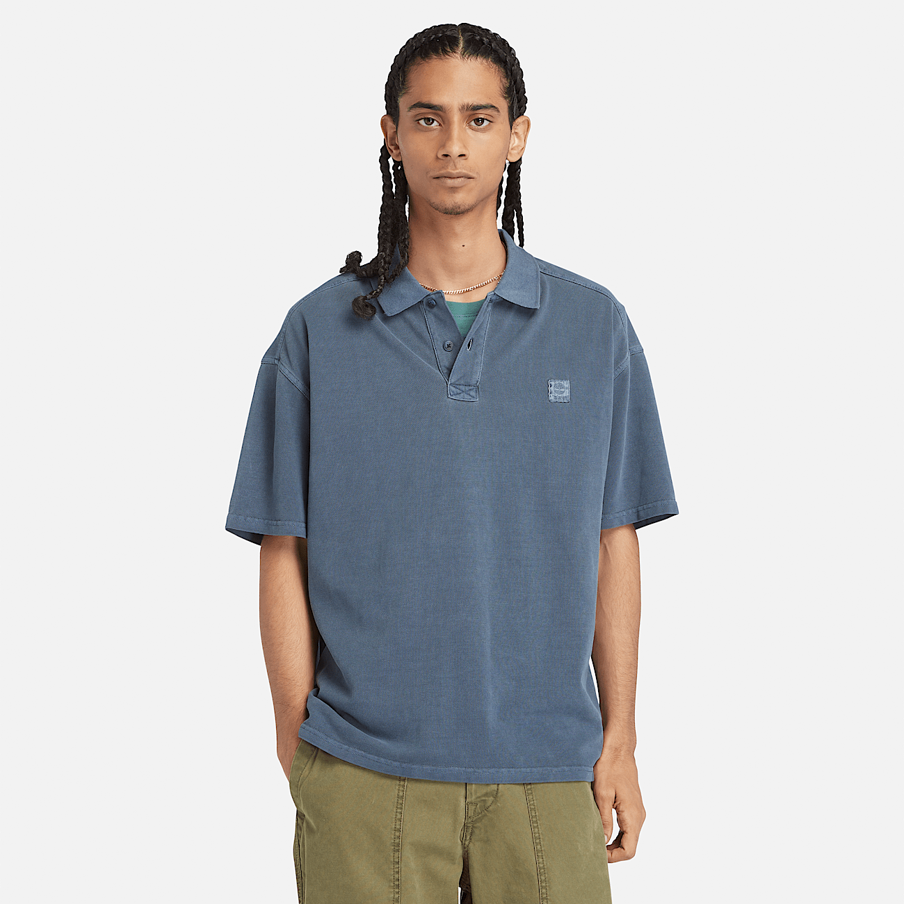 Polo met korte mouwen voor heren in marineblauw