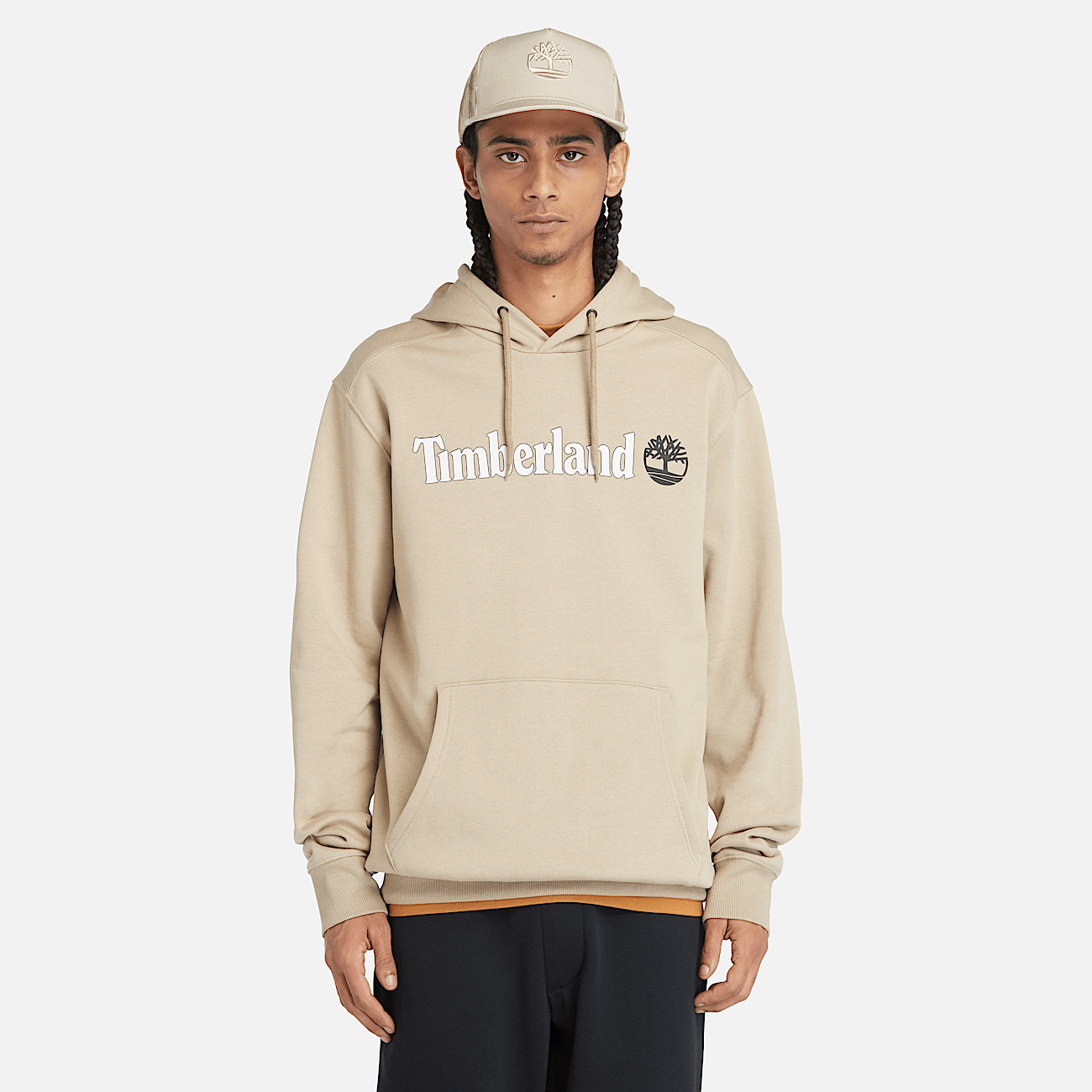 Felpa con Cappuccio e Logo Lineare da Uomo in beige