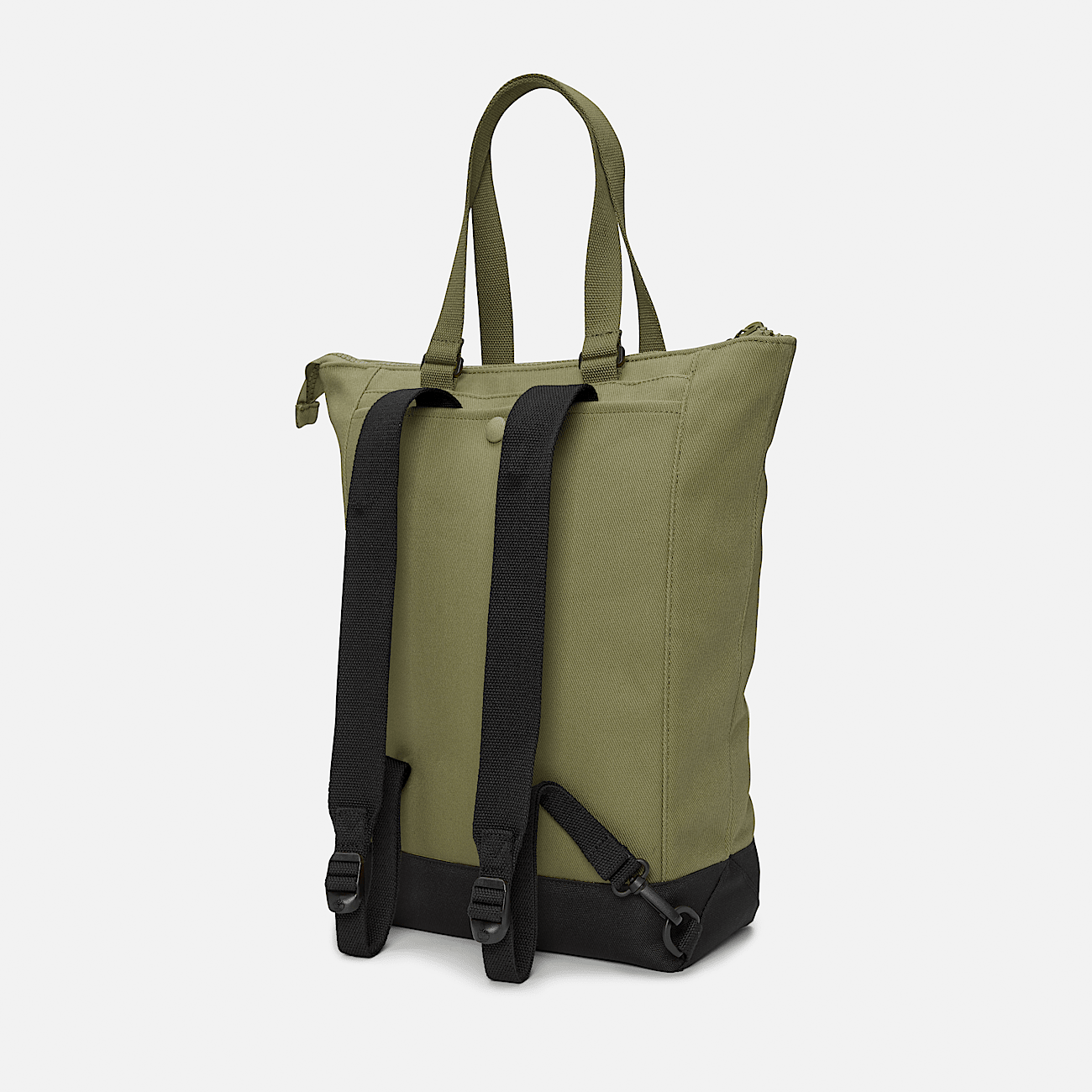 Sac a dos cabas en toile et cuir en vert