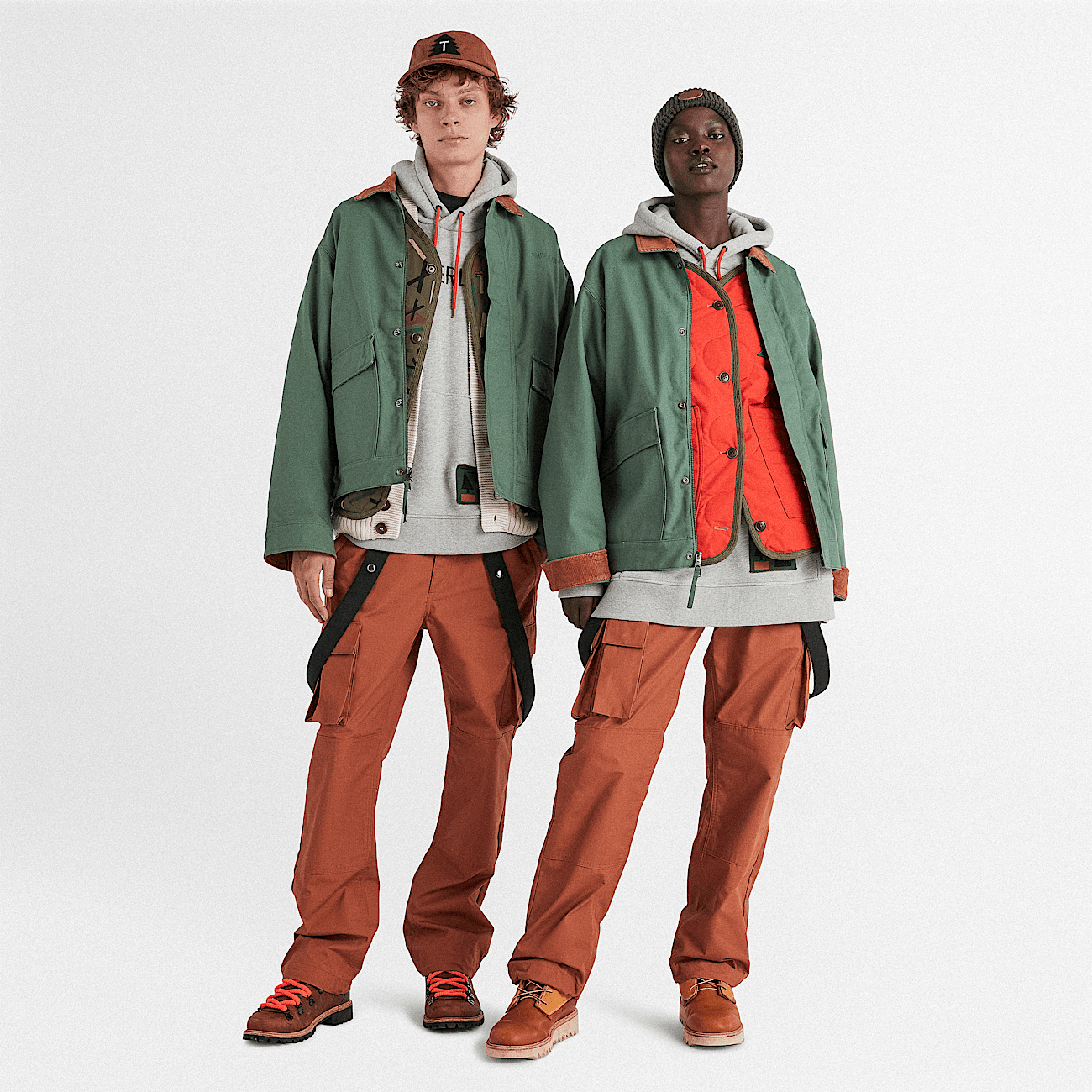 Timberland x Nina Chanel Abney Suspender Joggers in Brown