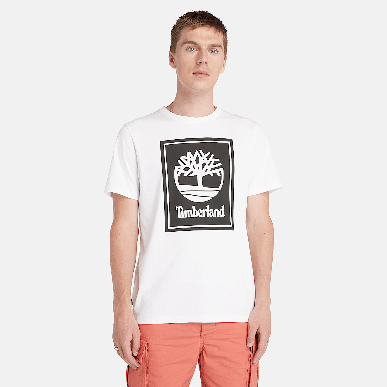 T shirt met korte mouwen en gelaagd logo voor heren in wit