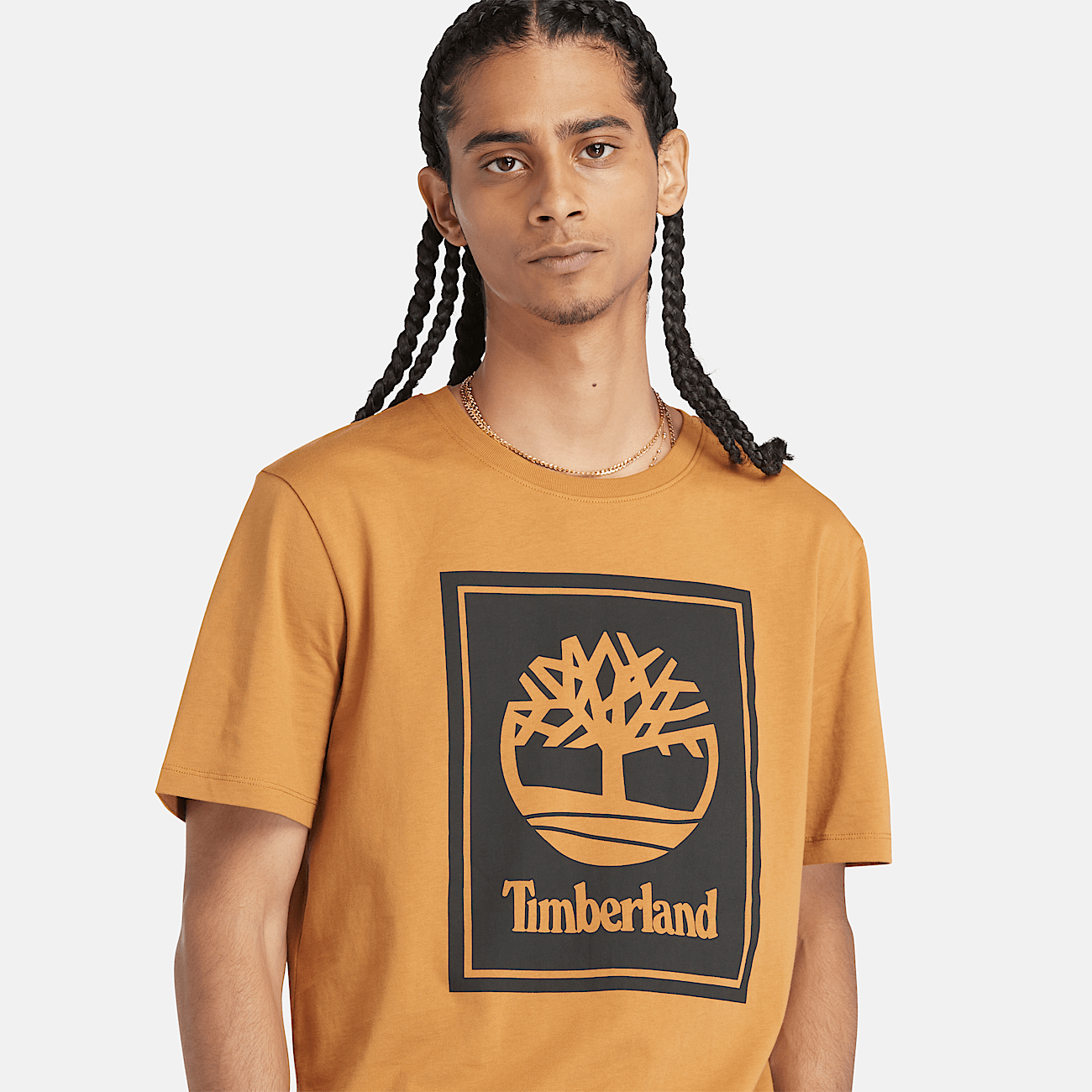 T shirt Met Gestapeld Logo In Contrast Voor Heren In Donkergeel T shirt met gestapeld logo in contrast voor heren in donkergeel