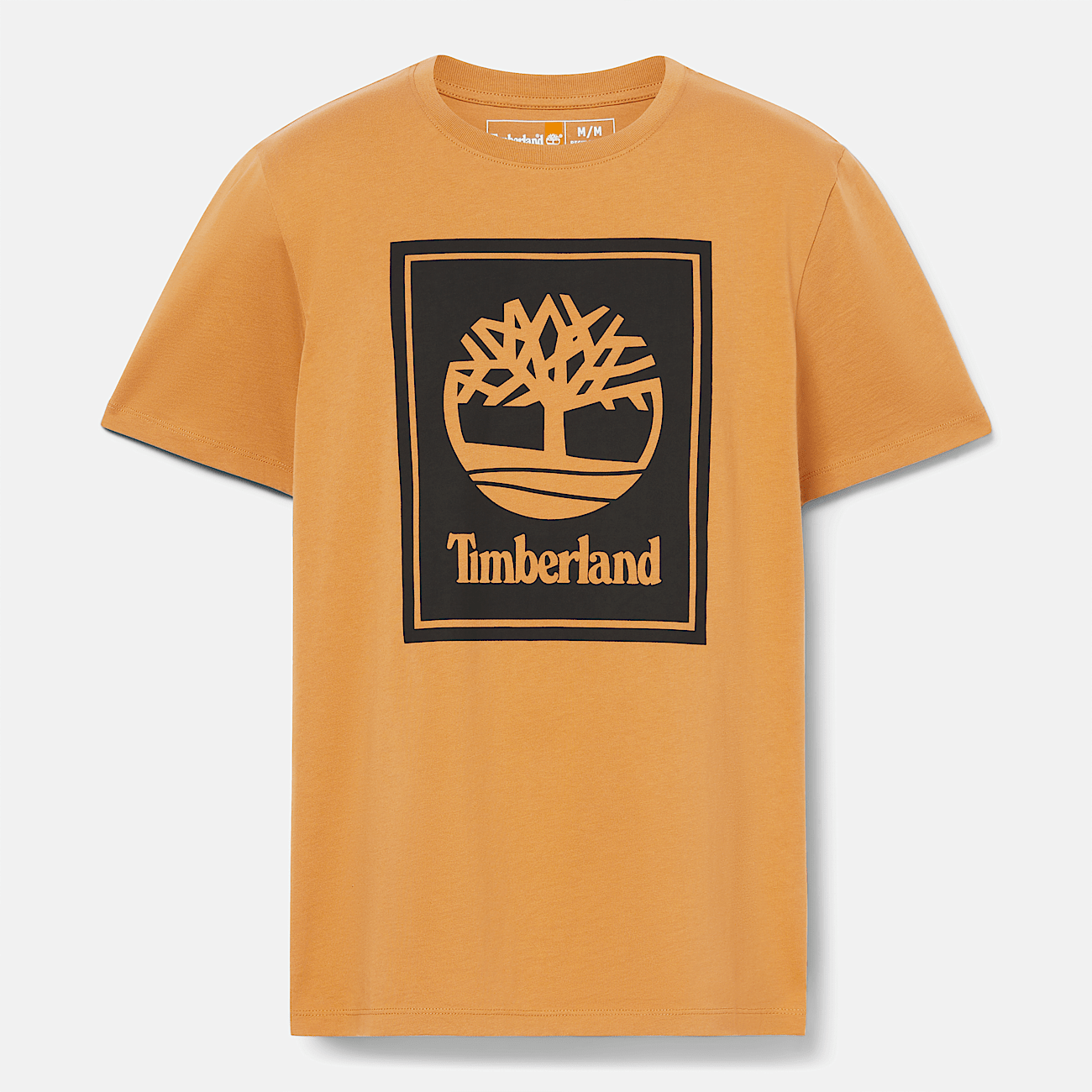 T shirt met korte mouwen en gelaagd logo voor heren in Geel en zwart