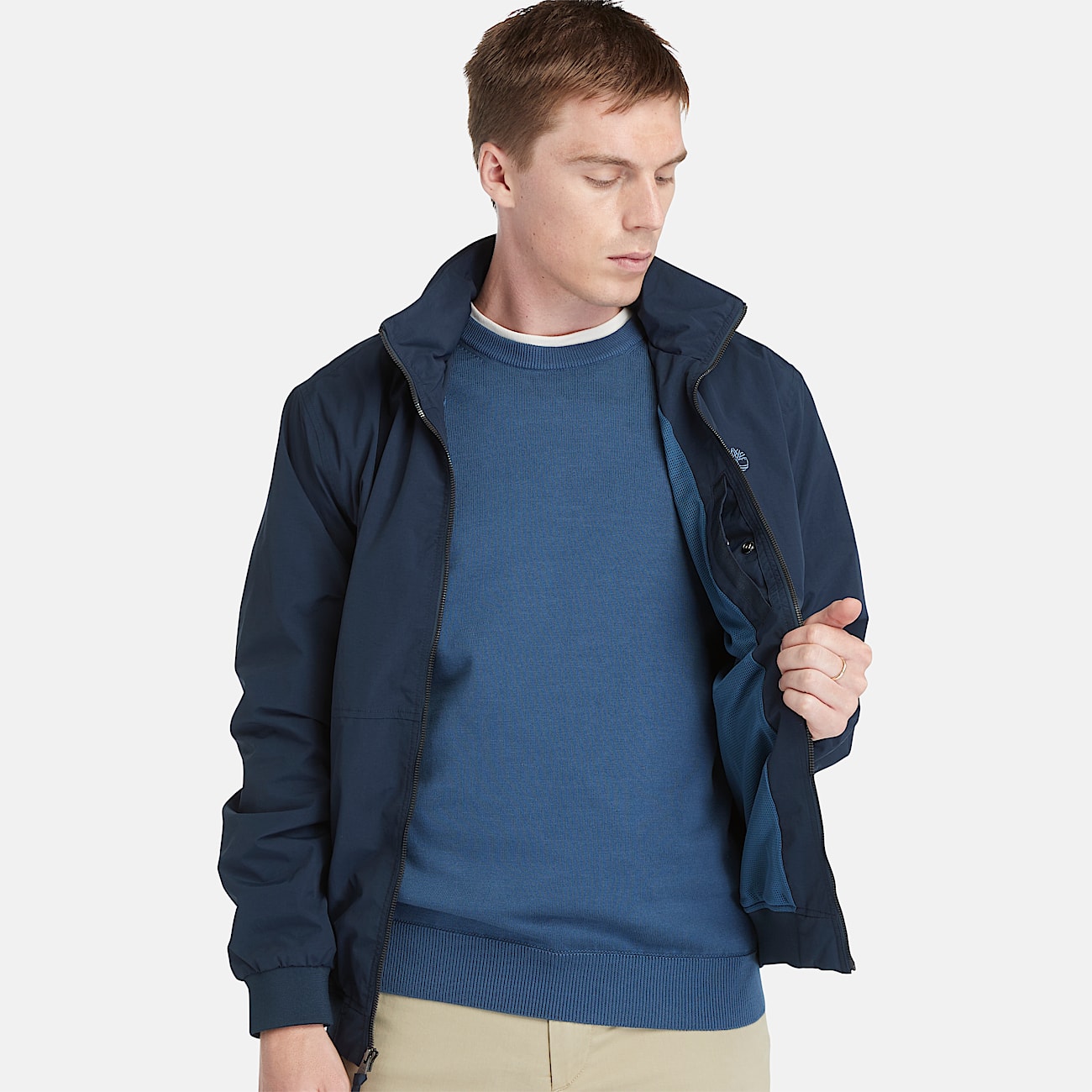 Water Resistant Bomber Jacket for Men in Dark Blue