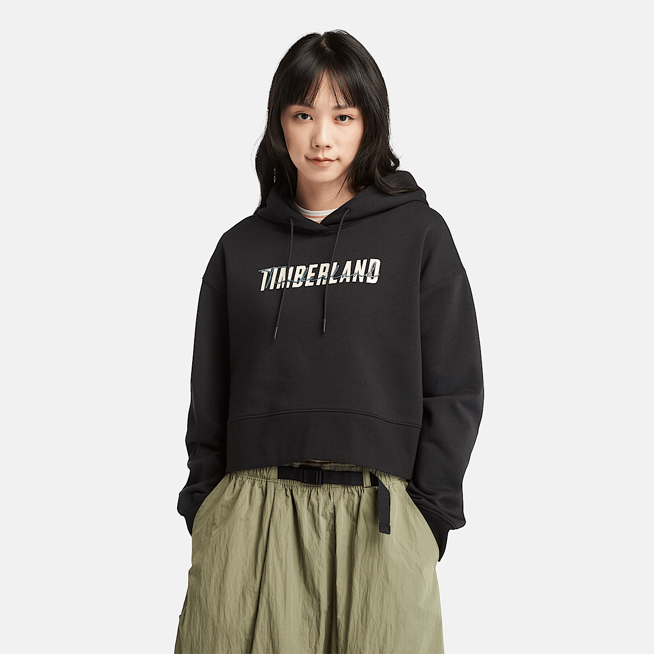Sweat a capuche a logo avec envers brosse pour femme en noir