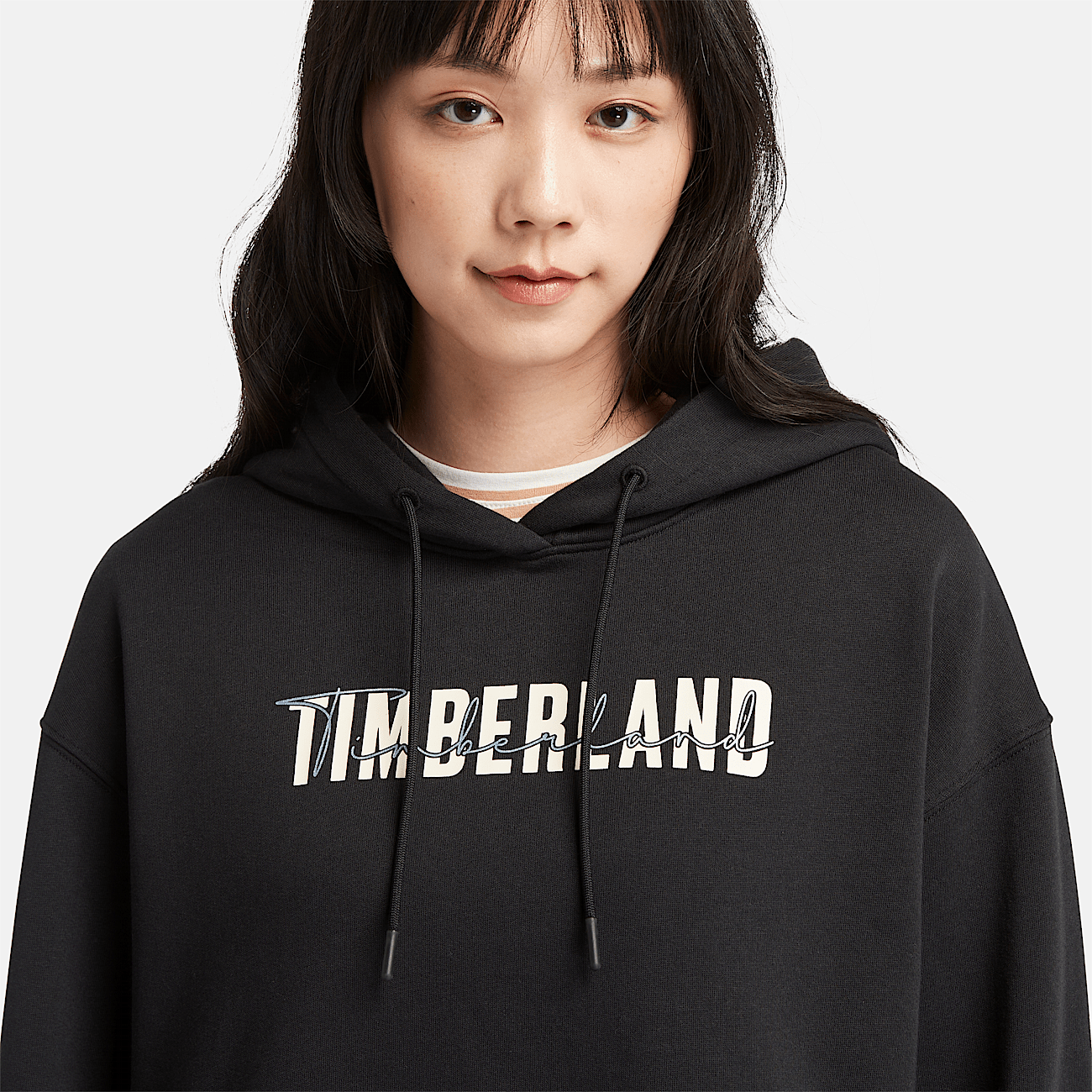 Felpa con Cappuccio Retro Spazzolato e Logo da Donna in colore nero