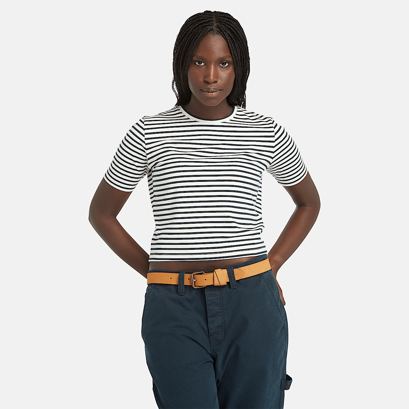 T shirt Baby a rayures pour femme en bleu