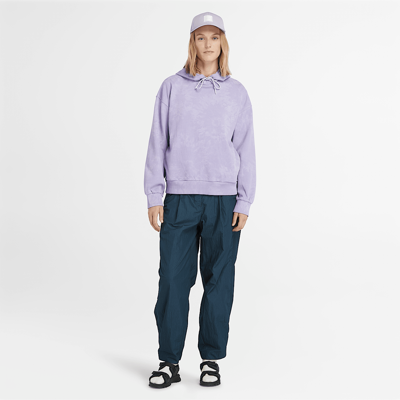 Sweat a capuche tie dye saisonnier pour femme en violet