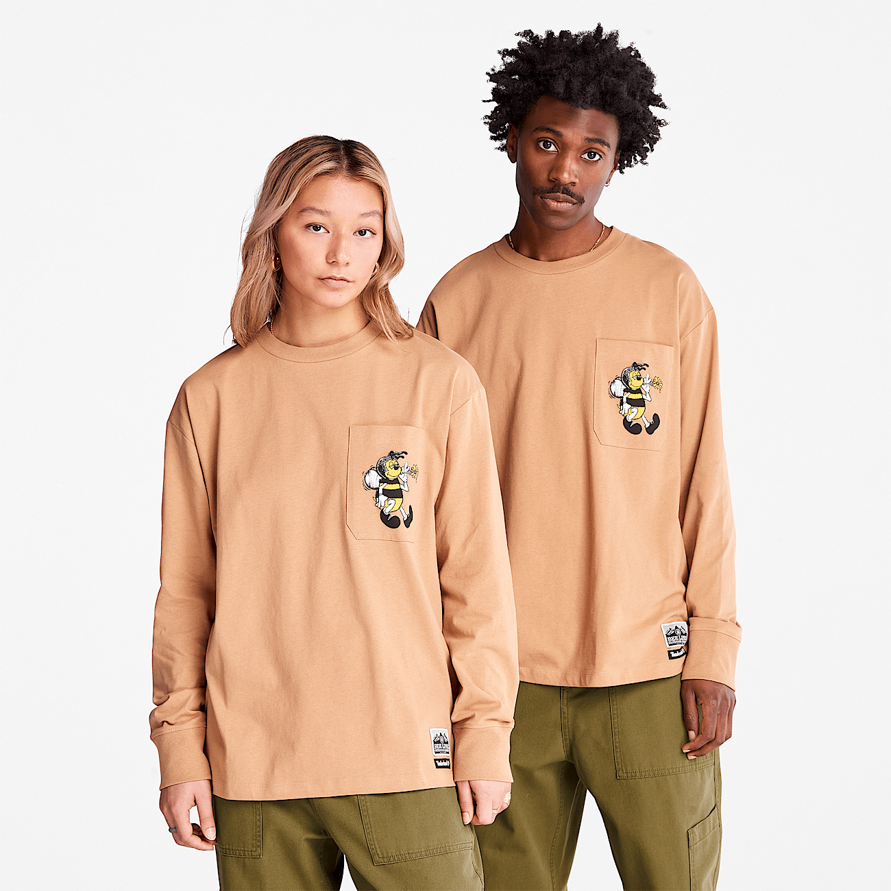 Bee Line x Timberland Back graphic Long sleeved T Shirt in Brown